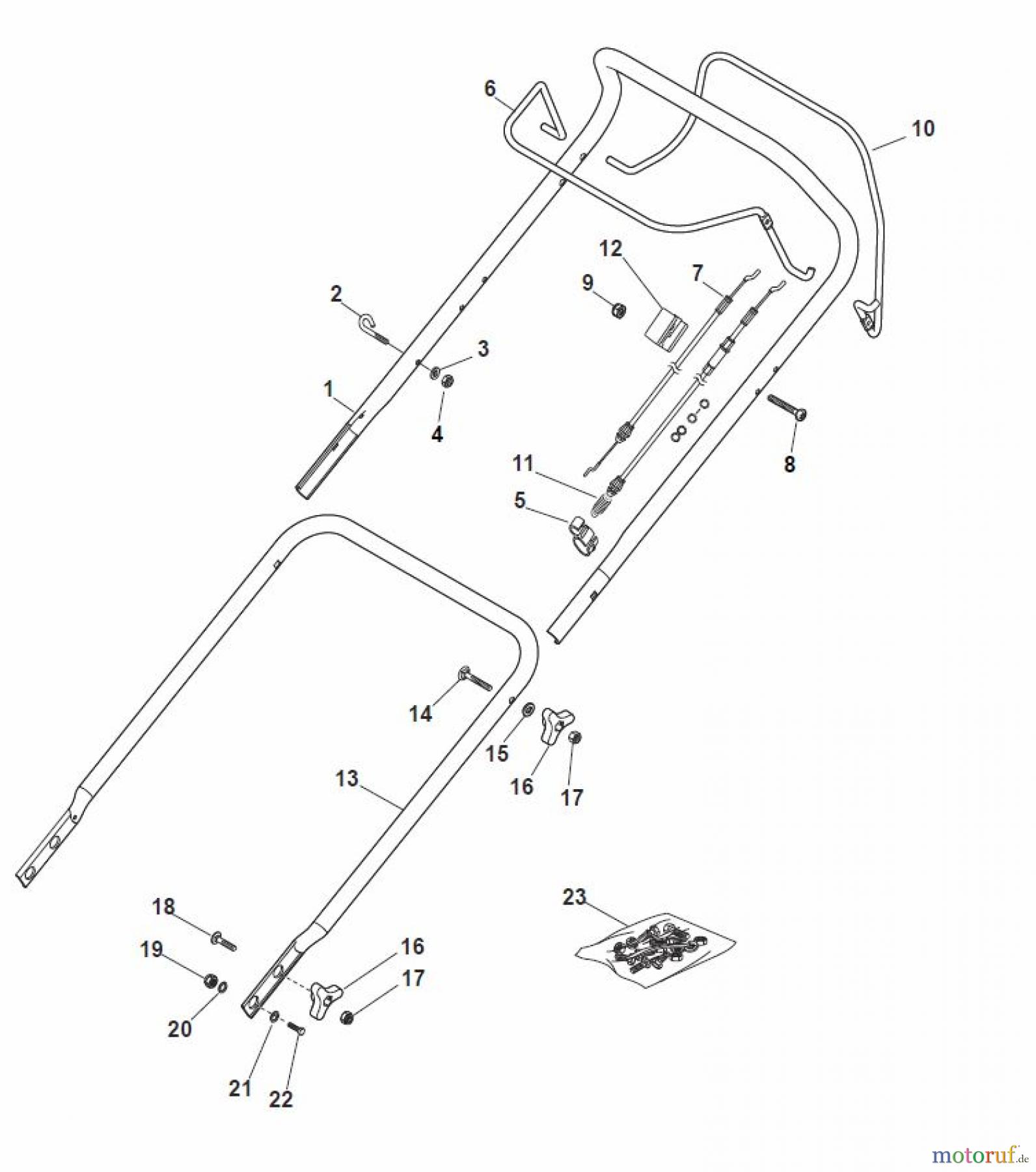  Global Garden Products GGP Rasenmäher Baujahr 2017 Benzin Mit Antrieb 2017 MP1 504 WSVQE Handle, Upper Part