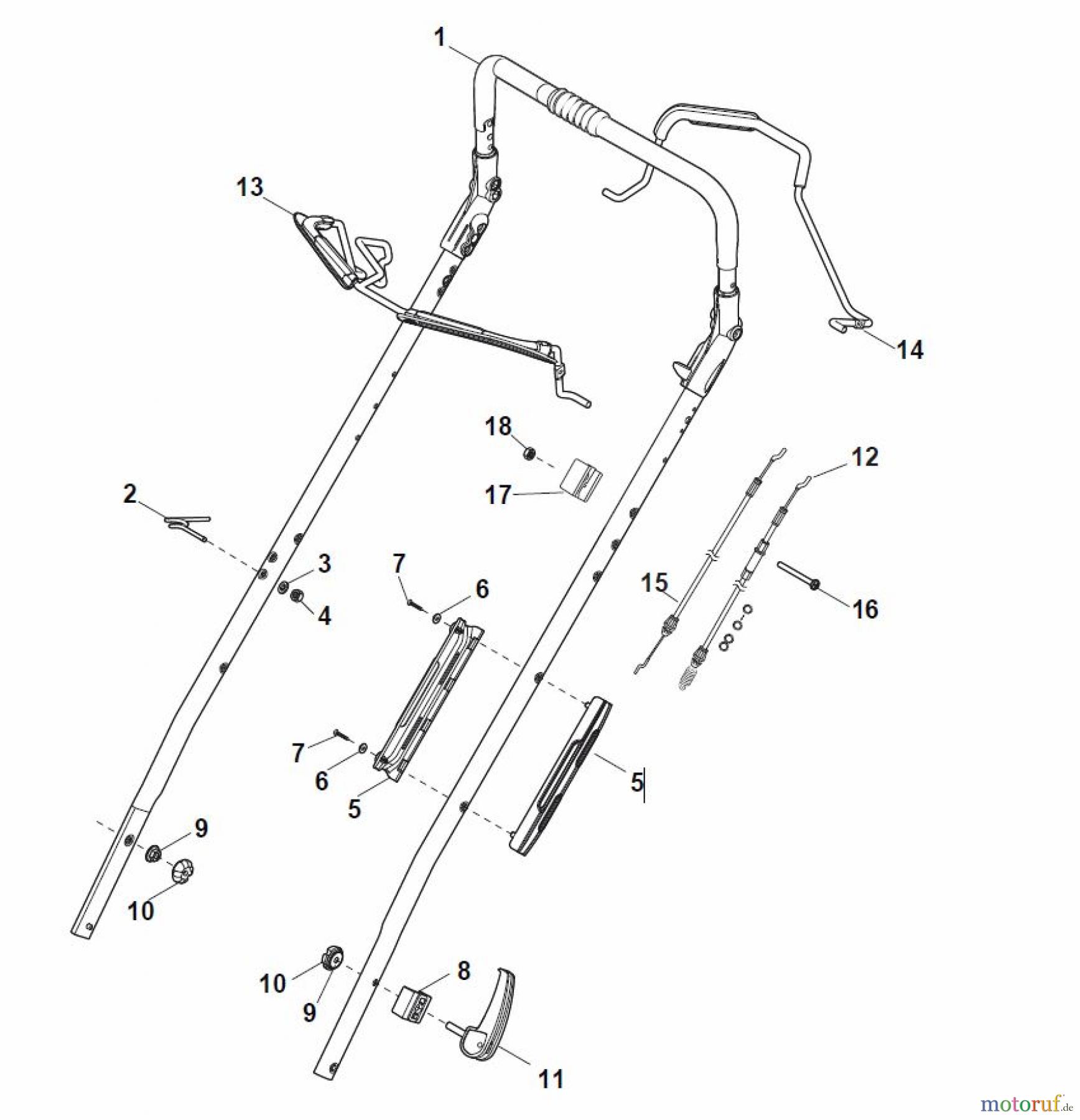  Global Garden Products GGP Rasenmäher Baujahr 2017 Benzin Mit Antrieb 2017 MP1 504 WSVQE Handle, Upper Part