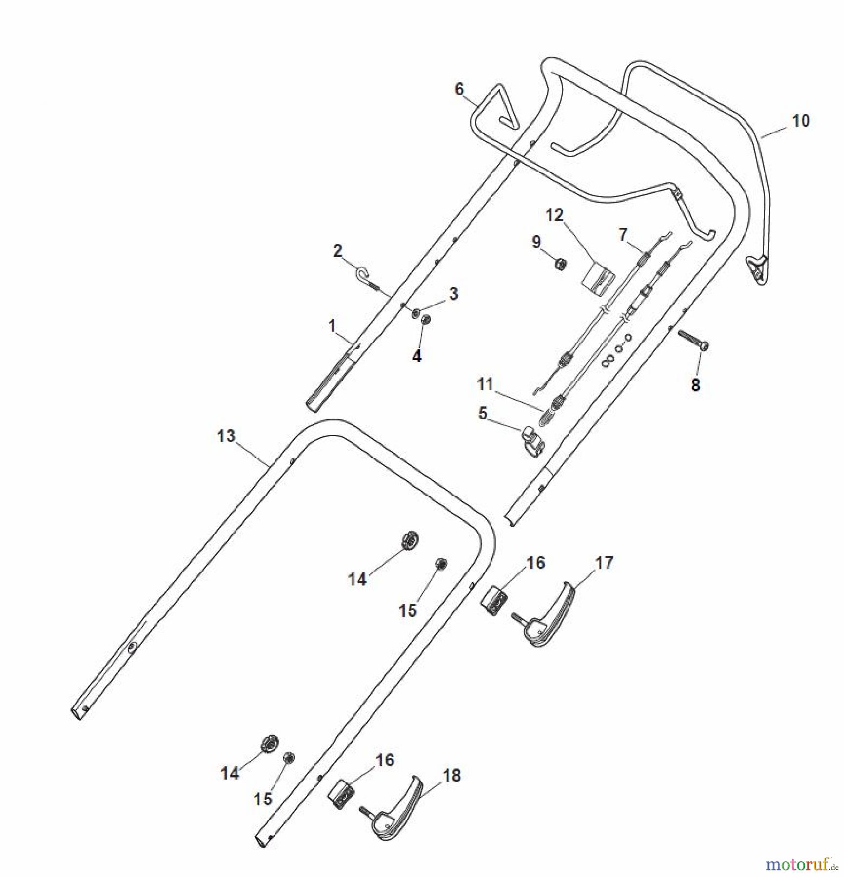  Global Garden Products GGP Rasenmäher Baujahr 2017 Benzin Mit Antrieb 2017 MP1 504 WSVQE Handle, Upper Part