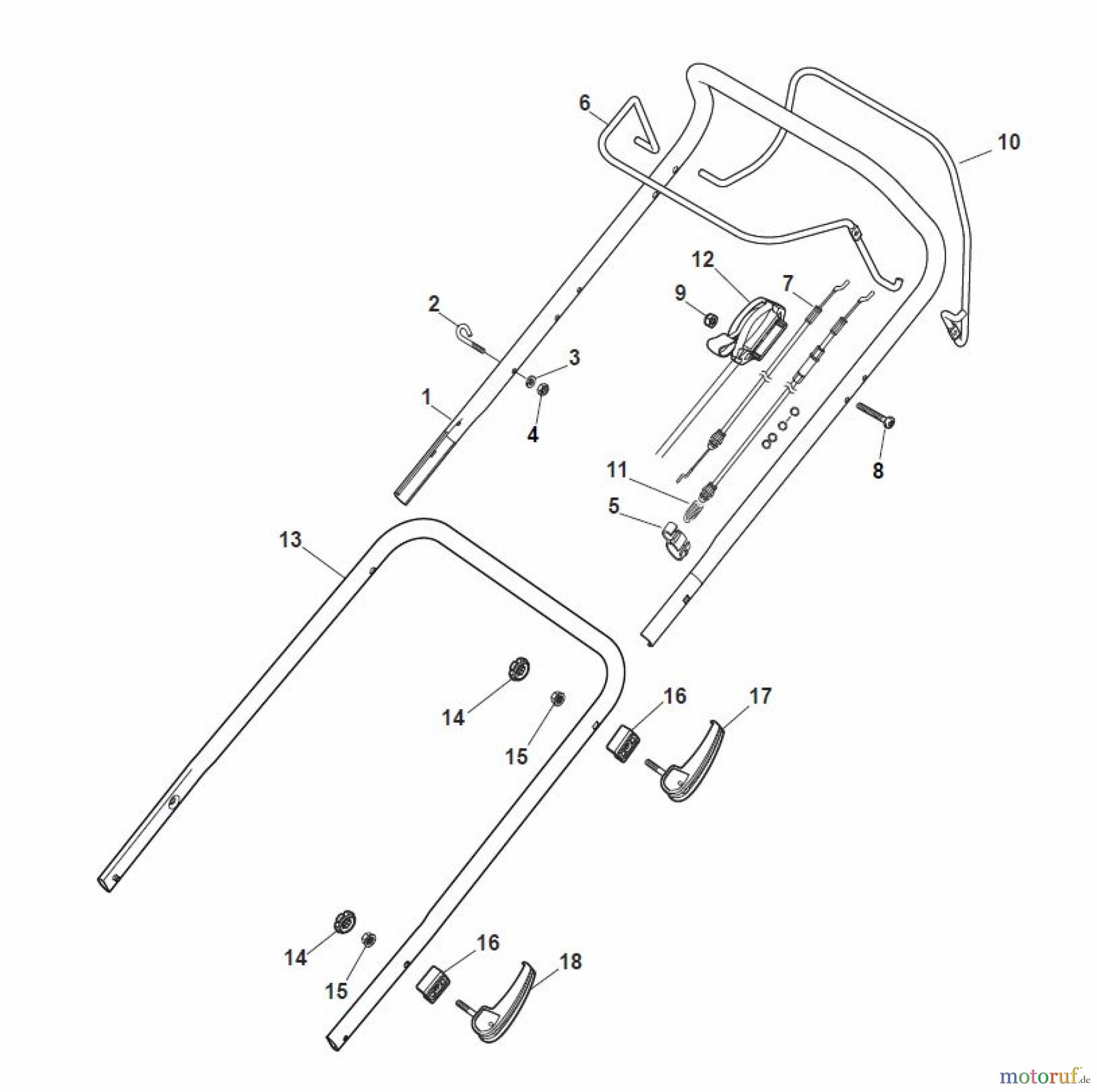  Global Garden Products GGP Rasenmäher Baujahr 2017 Benzin Mit Antrieb 2017 MP1 504 WSVQE Handle, Upper Part