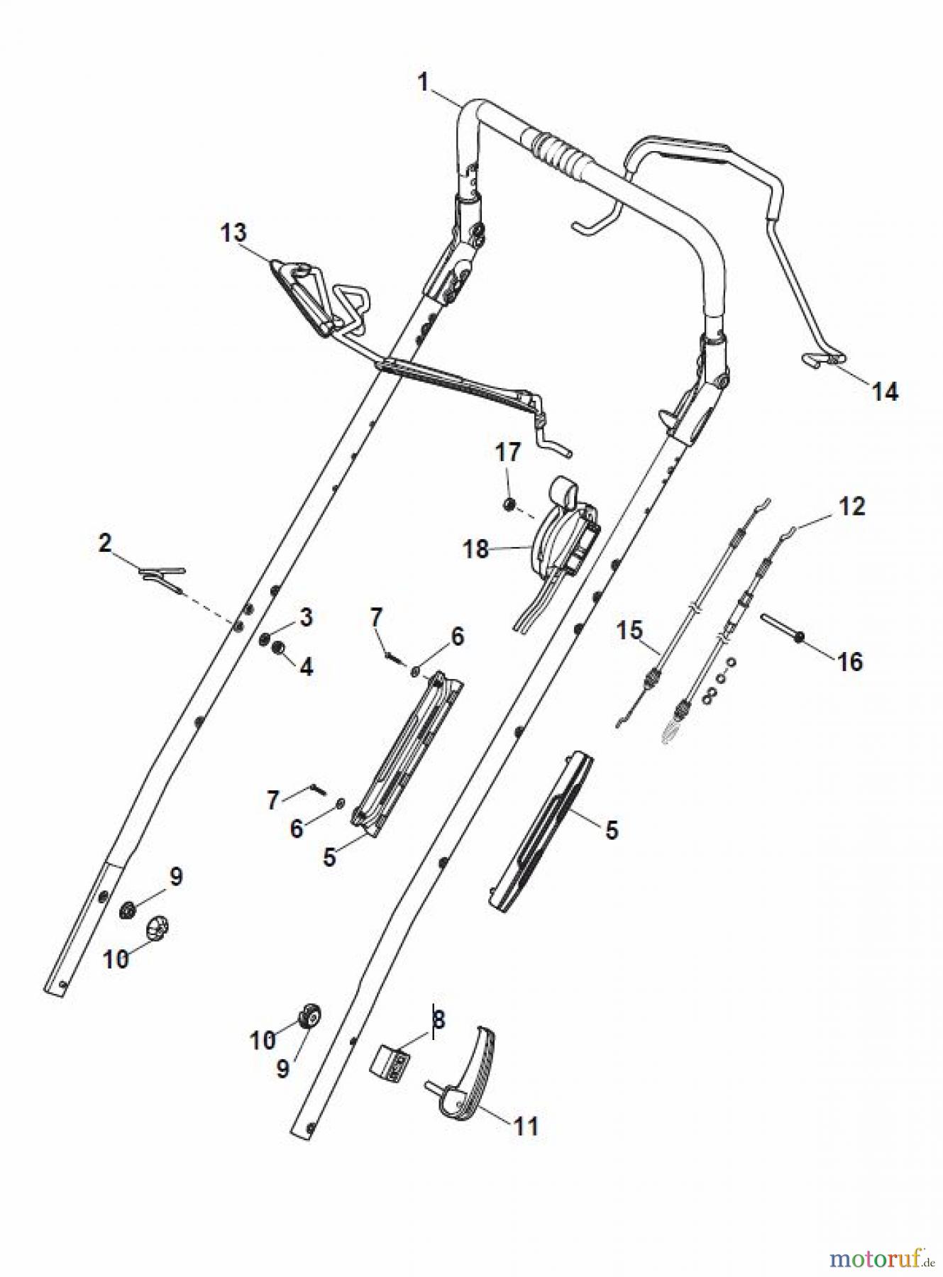  Global Garden Products GGP Rasenmäher Baujahr 2017 Benzin Mit Antrieb 2017 MP1 554 WS Handle, Upper Part