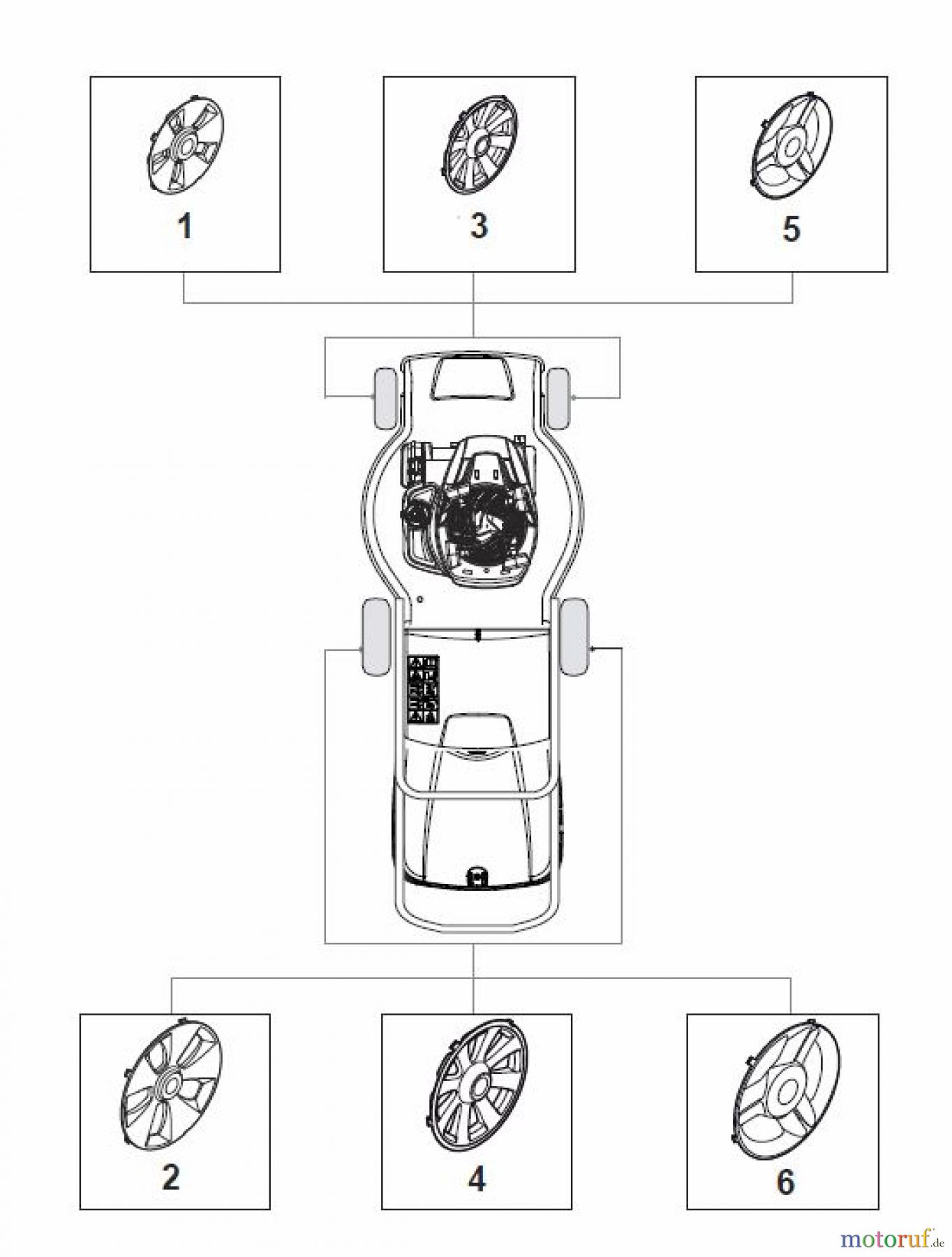  Global Garden Products GGP Rasenmäher Baujahr 2017 Benzin Mit Antrieb 2017 MP1 554 WS Wheels and Hub Caps