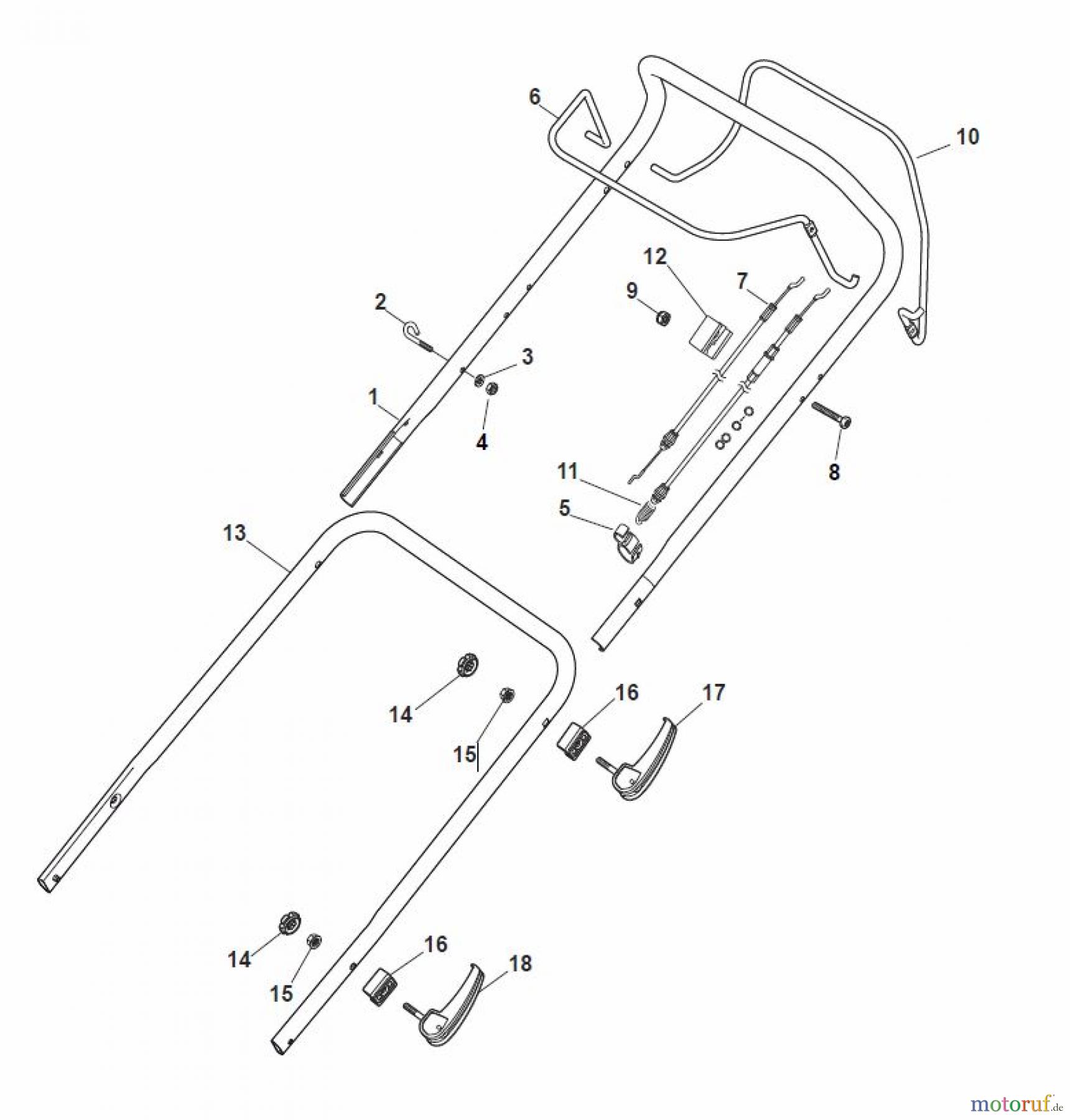 Global Garden Products GGP Rasenmäher Baujahr 2017 Benzin Mit Antrieb 2017 MP1 554 WSE Handle, Upper Part