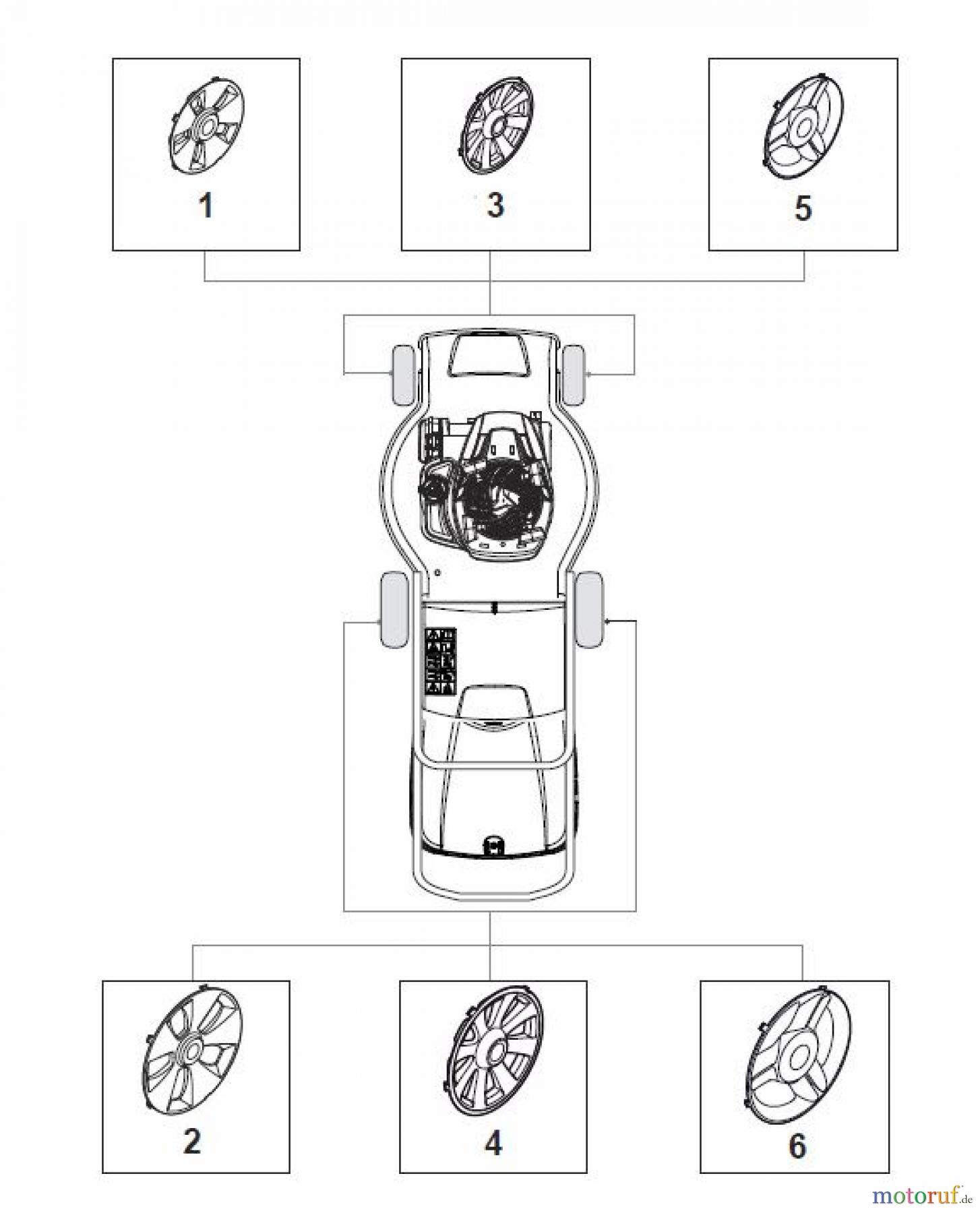 Global Garden Products GGP Rasenmäher Baujahr 2017 Benzin Mit Antrieb 2017 MP1 554 WSE Wheels and Hub Caps