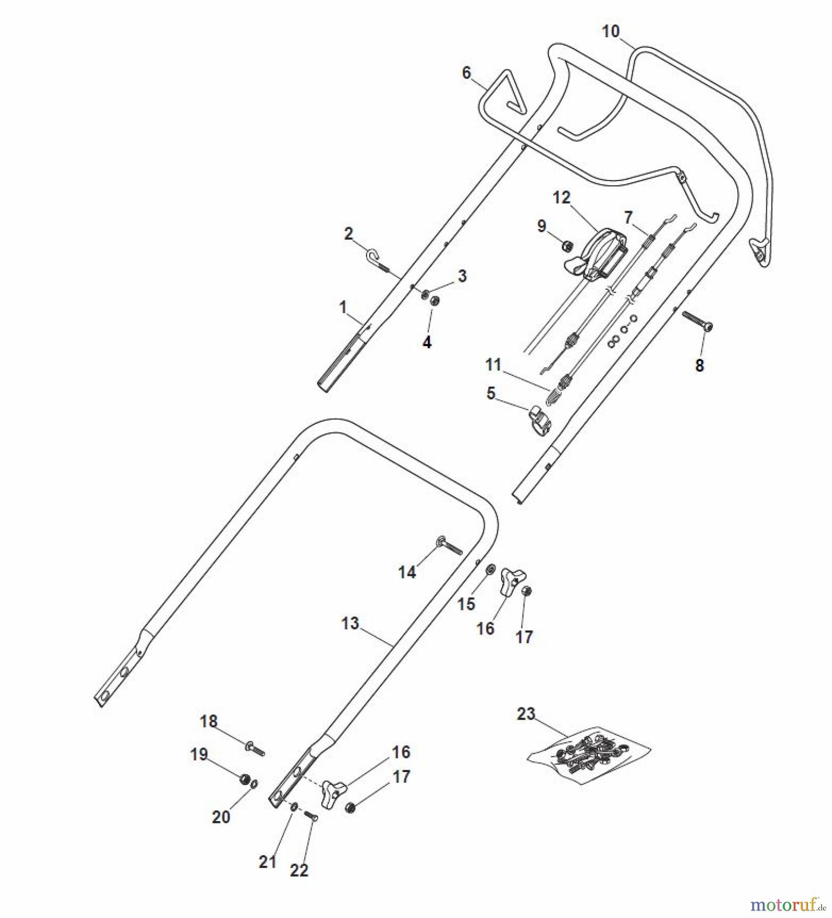 Global Garden Products GGP Rasenmäher Baujahr 2017 Benzin Mit Antrieb 2017 MP1 554 WSQ Handle, Upper Part