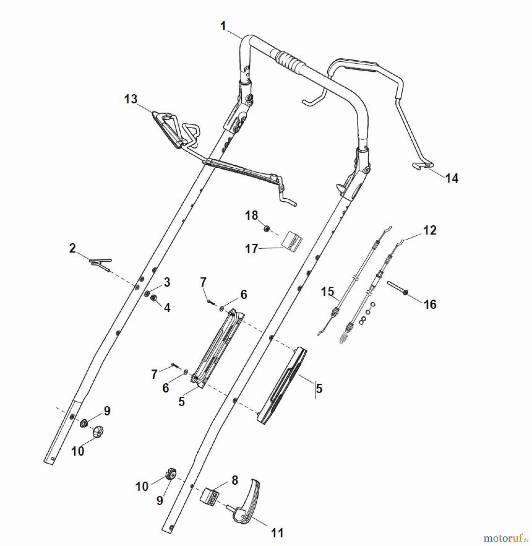  Global Garden Products GGP Rasenmäher Baujahr 2017 Benzin Mit Antrieb 2017 MP1 554 WSQ Handle, Upper Part