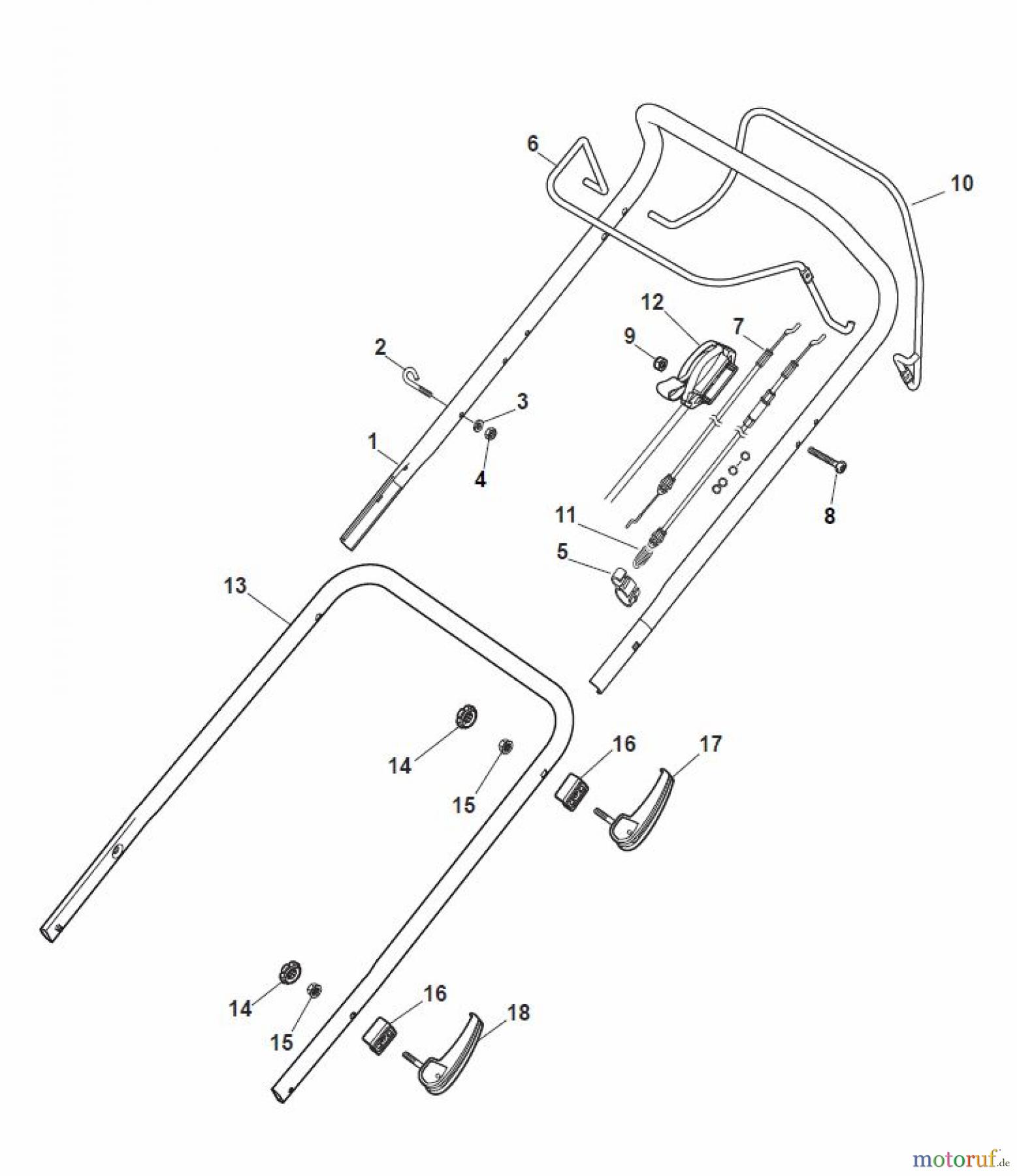 Global Garden Products GGP Rasenmäher Baujahr 2017 Benzin Mit Antrieb 2017 MP1 554 WSQE Handle, Upper Part