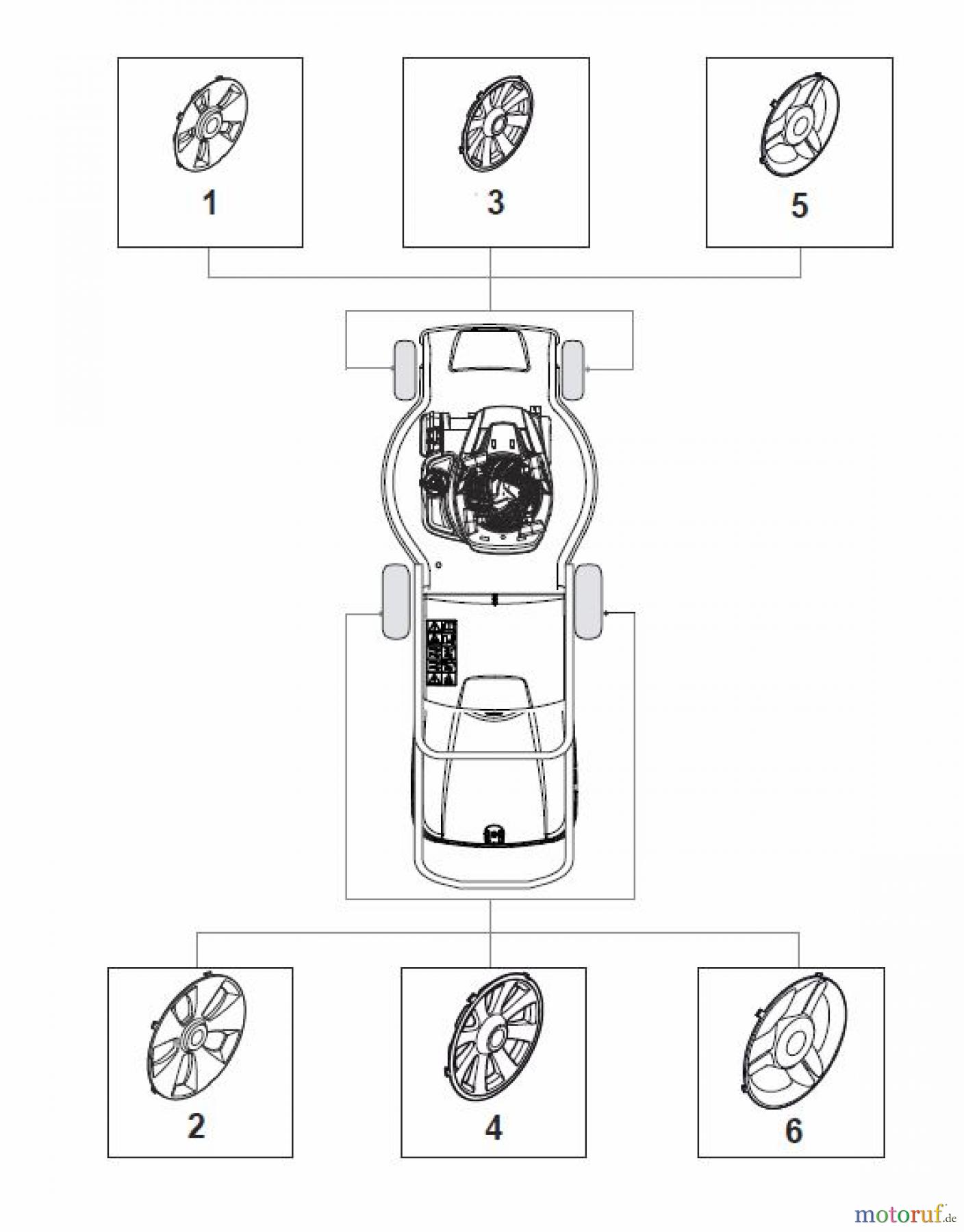 Global Garden Products GGP Rasenmäher Baujahr 2017 Benzin Mit Antrieb 2017 MP1 554 WSQE Wheels and Hub Caps