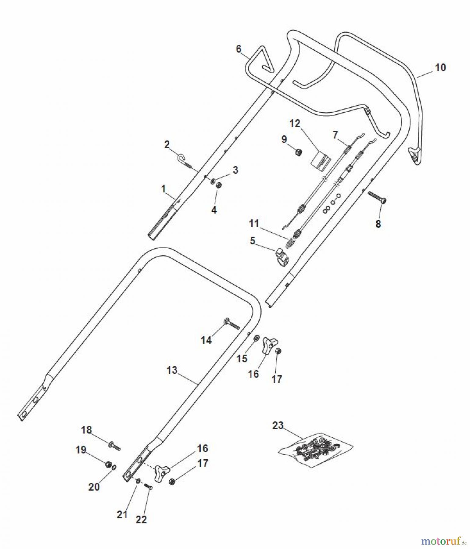  Global Garden Products GGP Rasenmäher Baujahr 2017 Benzin Mit Antrieb 2017 MP1 554 WSV Handle, Upper Part