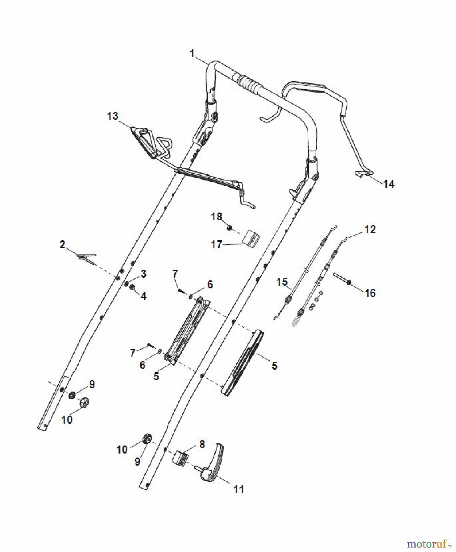  Global Garden Products GGP Rasenmäher Baujahr 2017 Benzin Mit Antrieb 2017 MP1 554 WSV Handle, Upper Part