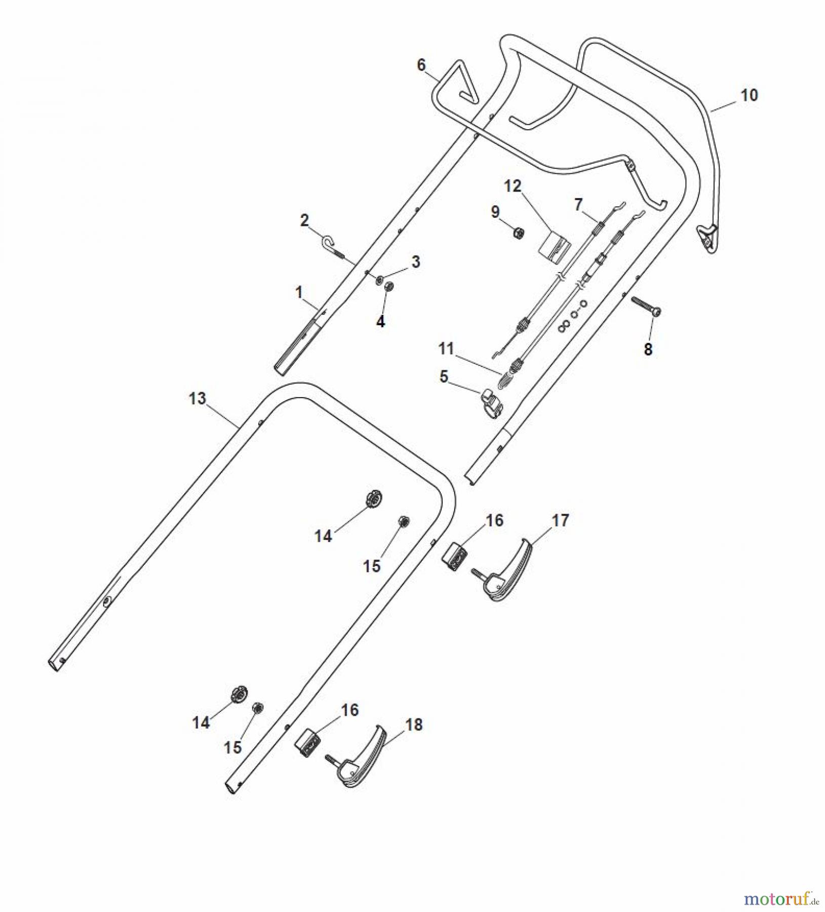  Global Garden Products GGP Rasenmäher Baujahr 2017 Benzin Mit Antrieb 2017 MP1 554 WSV Handle, Upper Part
