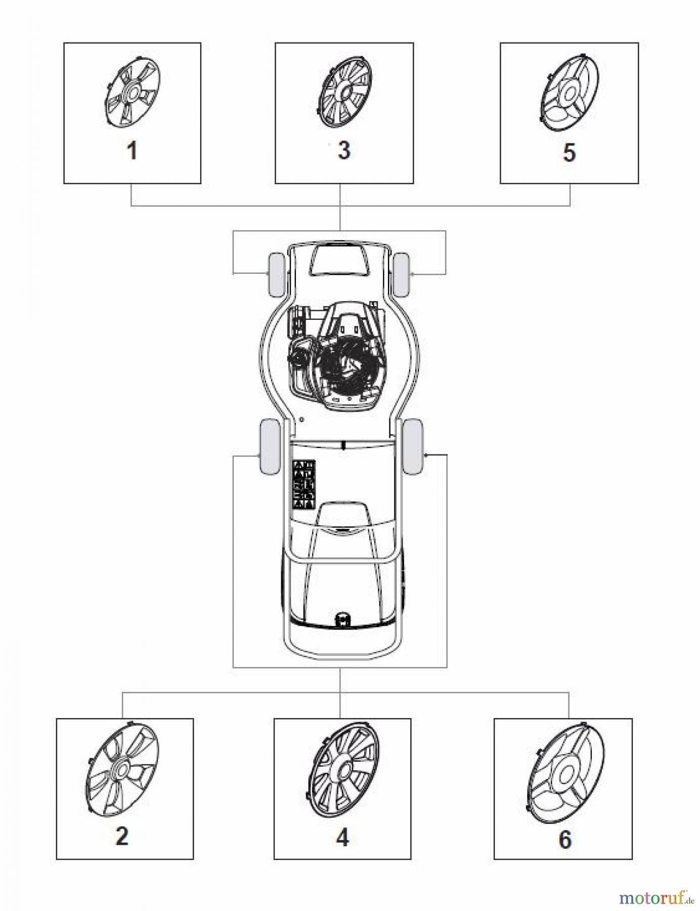 Global Garden Products GGP Rasenmäher Baujahr 2017 Benzin Mit Antrieb 2017 MP1 554 WSV Wheels and Hub Caps