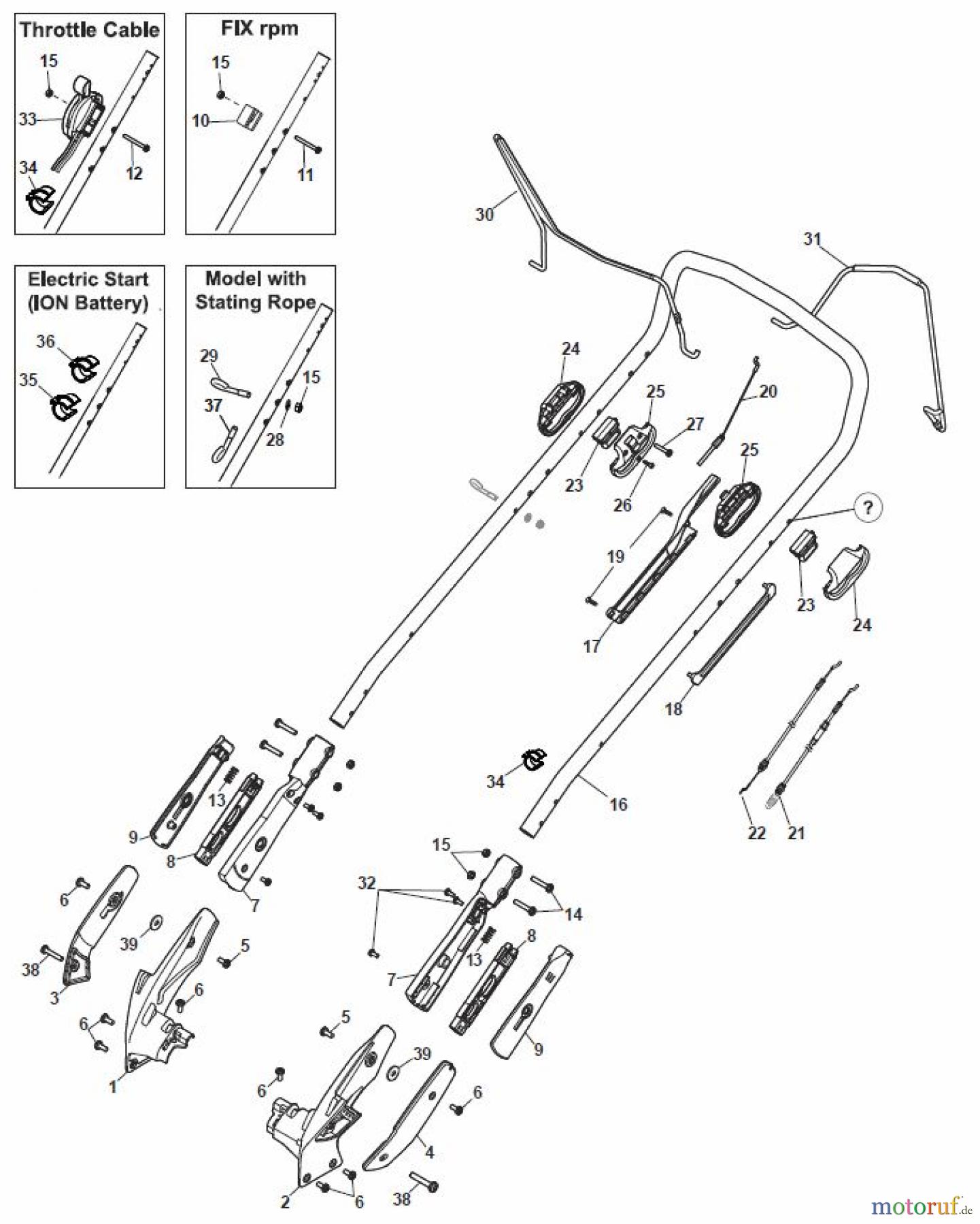  Global Garden Products GGP Rasenmäher Baujahr 2017 Benzin Mit Antrieb 2017 MP2 504 S Chassis/Handle, Upper Part