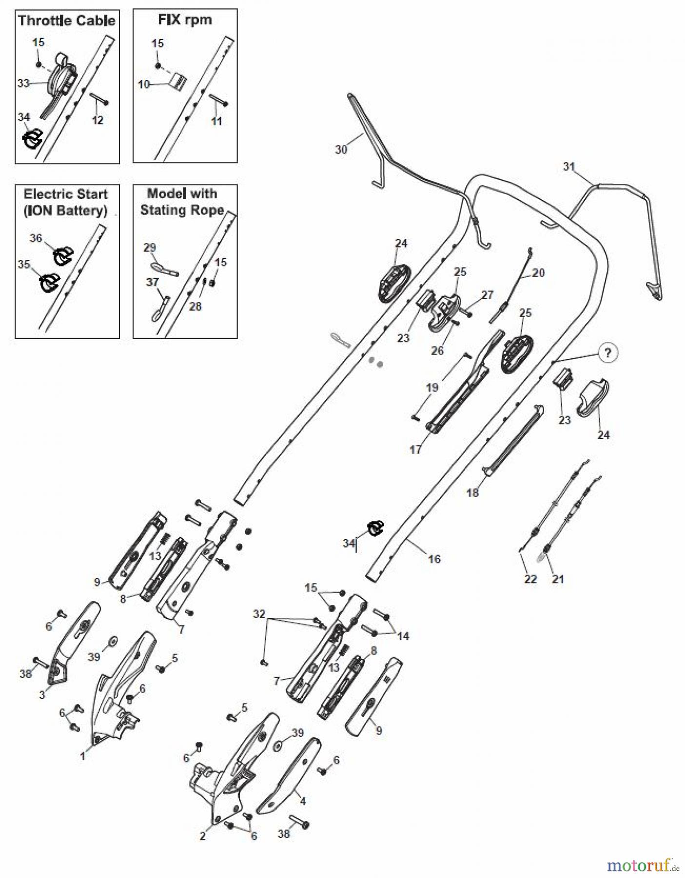 Global Garden Products GGP Rasenmäher Baujahr 2017 Benzin Mit Antrieb 2017 MP2 504 SQ Chassis/Handle, Upper Part