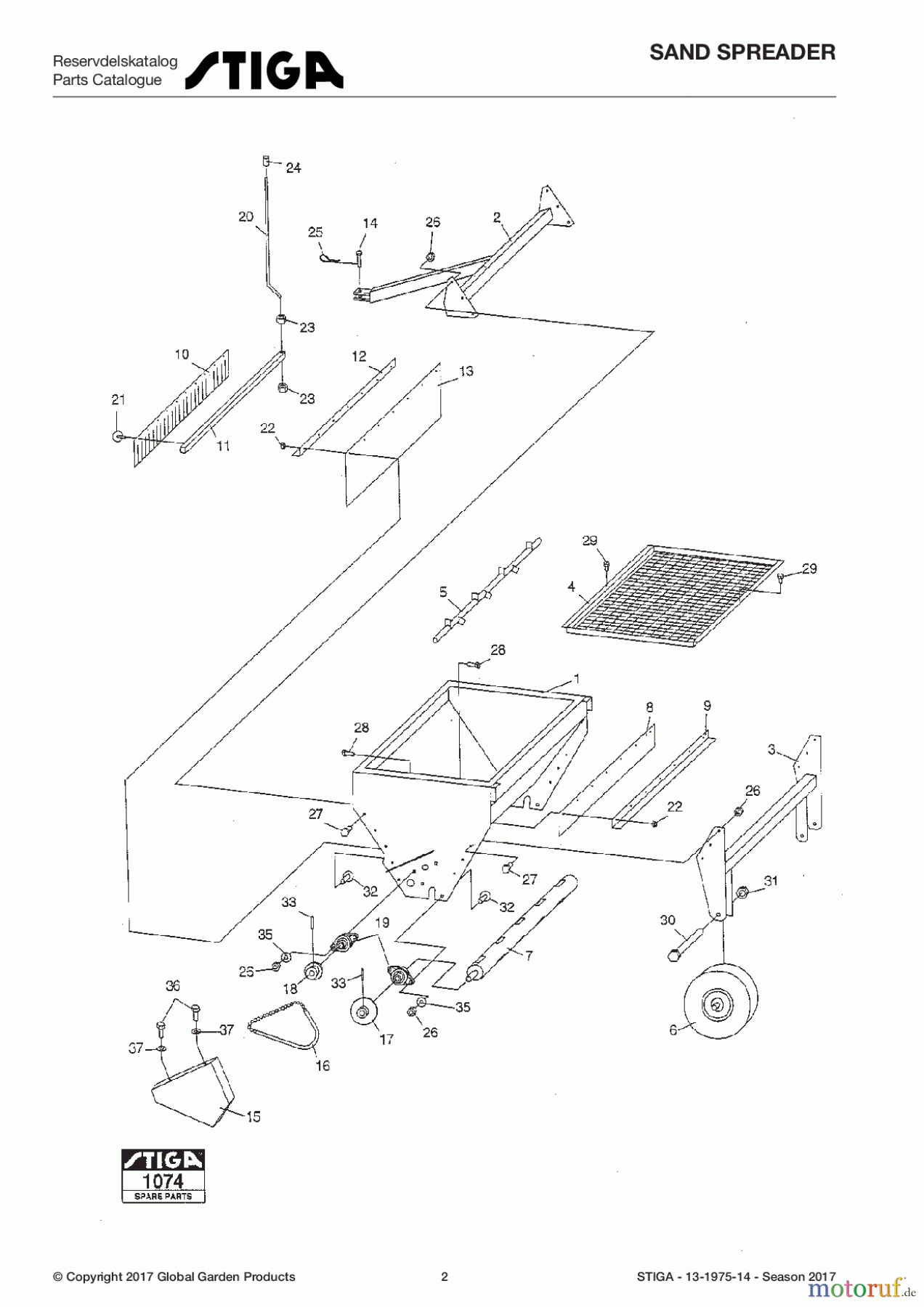 Stiga Frontmäher Zubehör Anbau 2017 Front Mower SAND SPREADER 13-1975-14 - Season 2017 Chassis