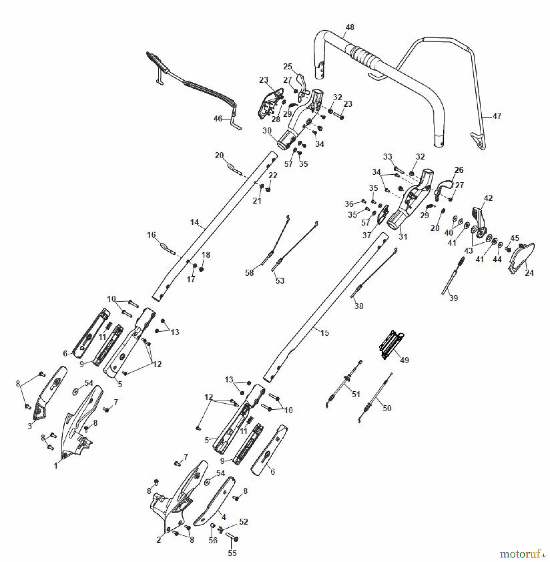  Global Garden Products GGP Rasenmäher Baujahr 2017 Benzin Mit Antrieb 2017 MP2 504 SVQE Chassis/Handle, Upper Part