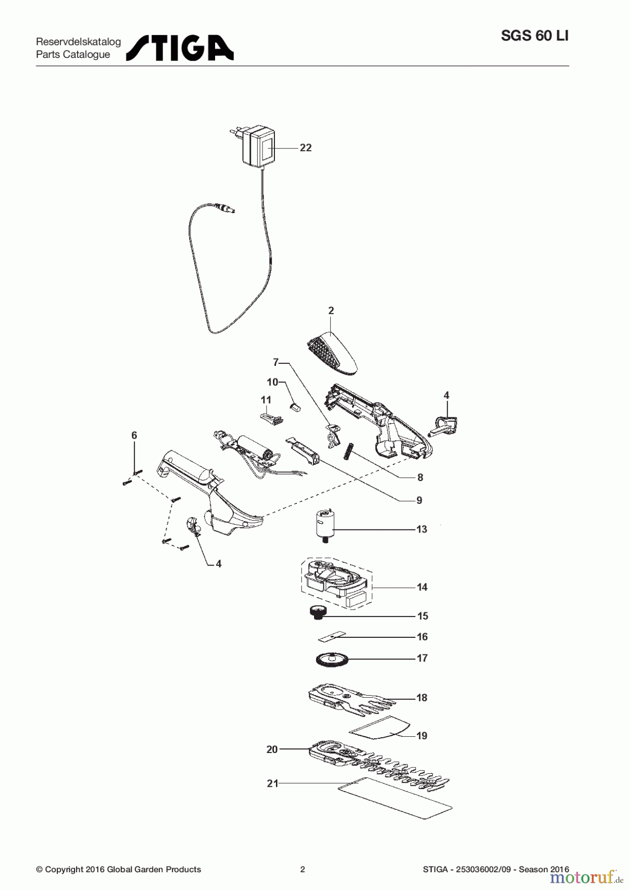 Stiga Heckenscheren Baujahr 2017 Elektro 2017 SGS 60 LI 253036002/09 - Season 2017