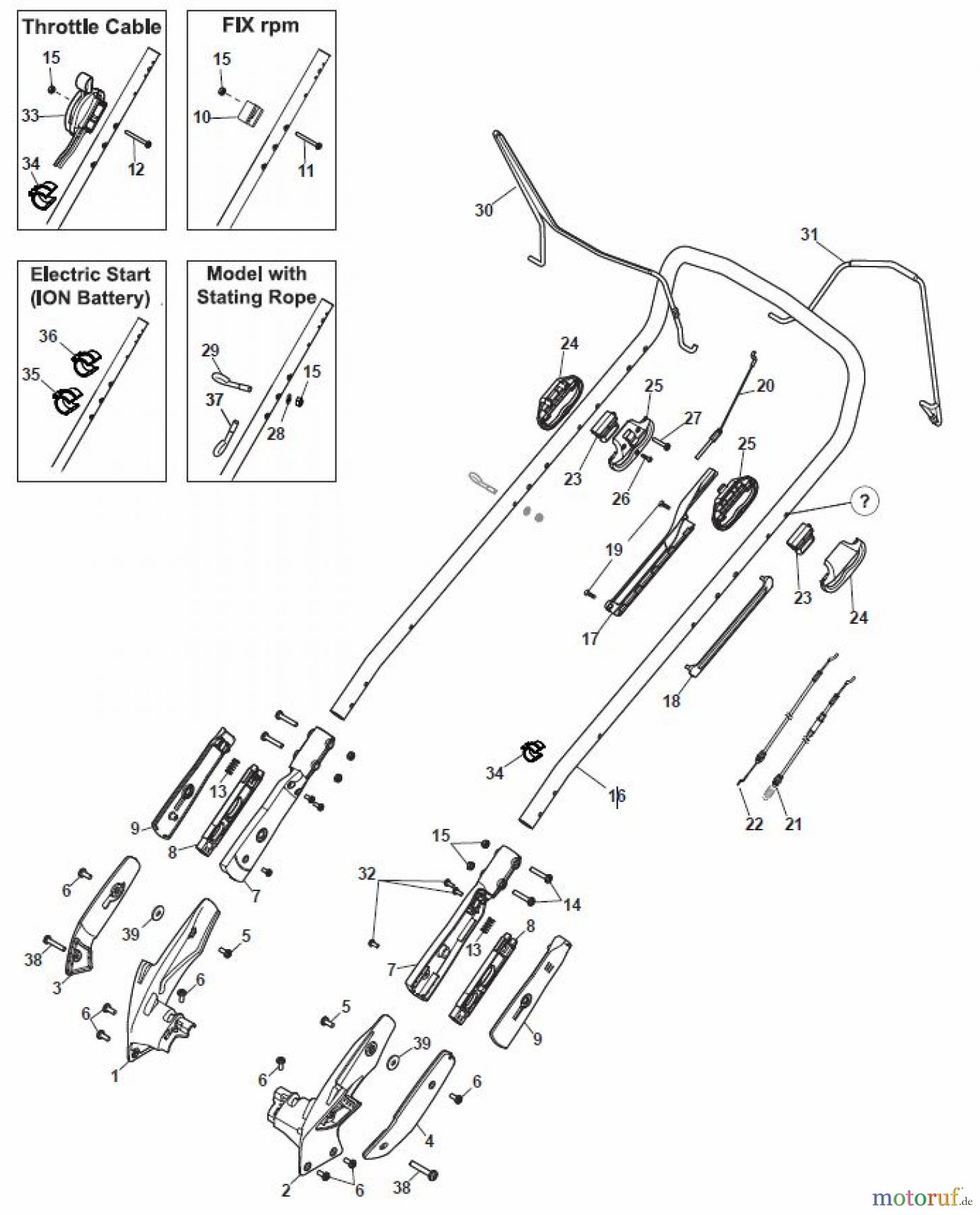  Global Garden Products GGP Rasenmäher Baujahr 2017 Benzin Mit Antrieb 2017 MP2 554 SQ Chassis/Handle, Upper Part
