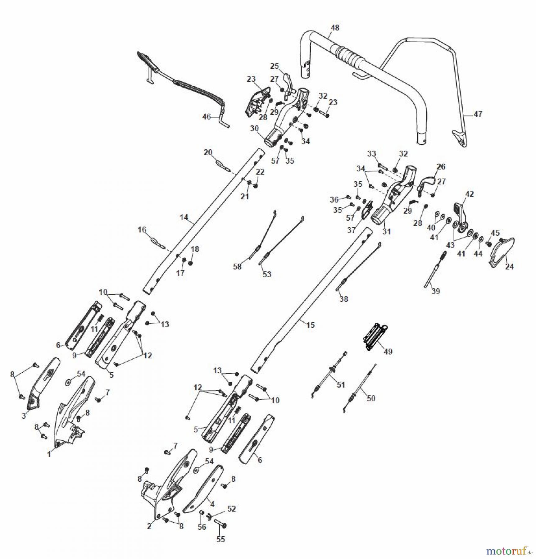 Global Garden Products GGP Rasenmäher Baujahr 2017 Benzin Mit Antrieb 2017 MP2 554 SQE Chassis/Handle, Upper Part