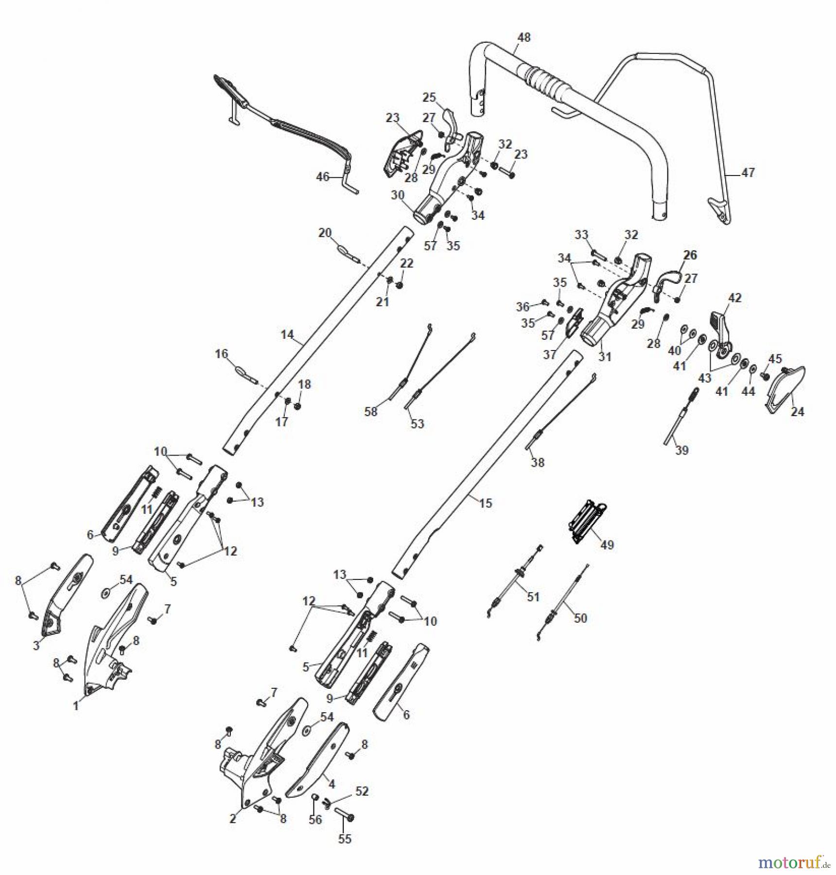 Global Garden Products GGP Rasenmäher Baujahr 2017 Benzin Mit Antrieb 2017 MP2 554 SV Chassis/Handle, Upper Part