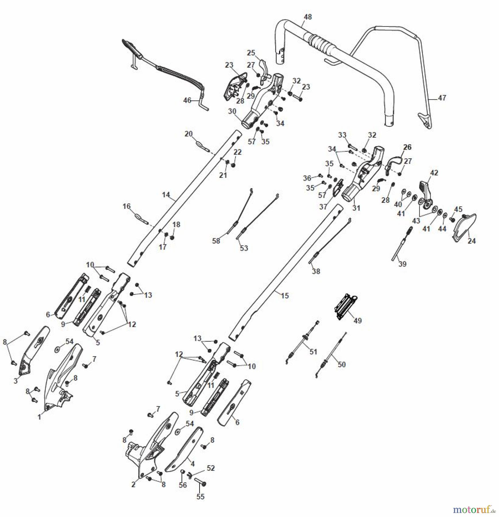  Global Garden Products GGP Rasenmäher Baujahr 2017 Benzin Mit Antrieb 2017 MP2 554 SVE Chassis/Handle, Upper Part