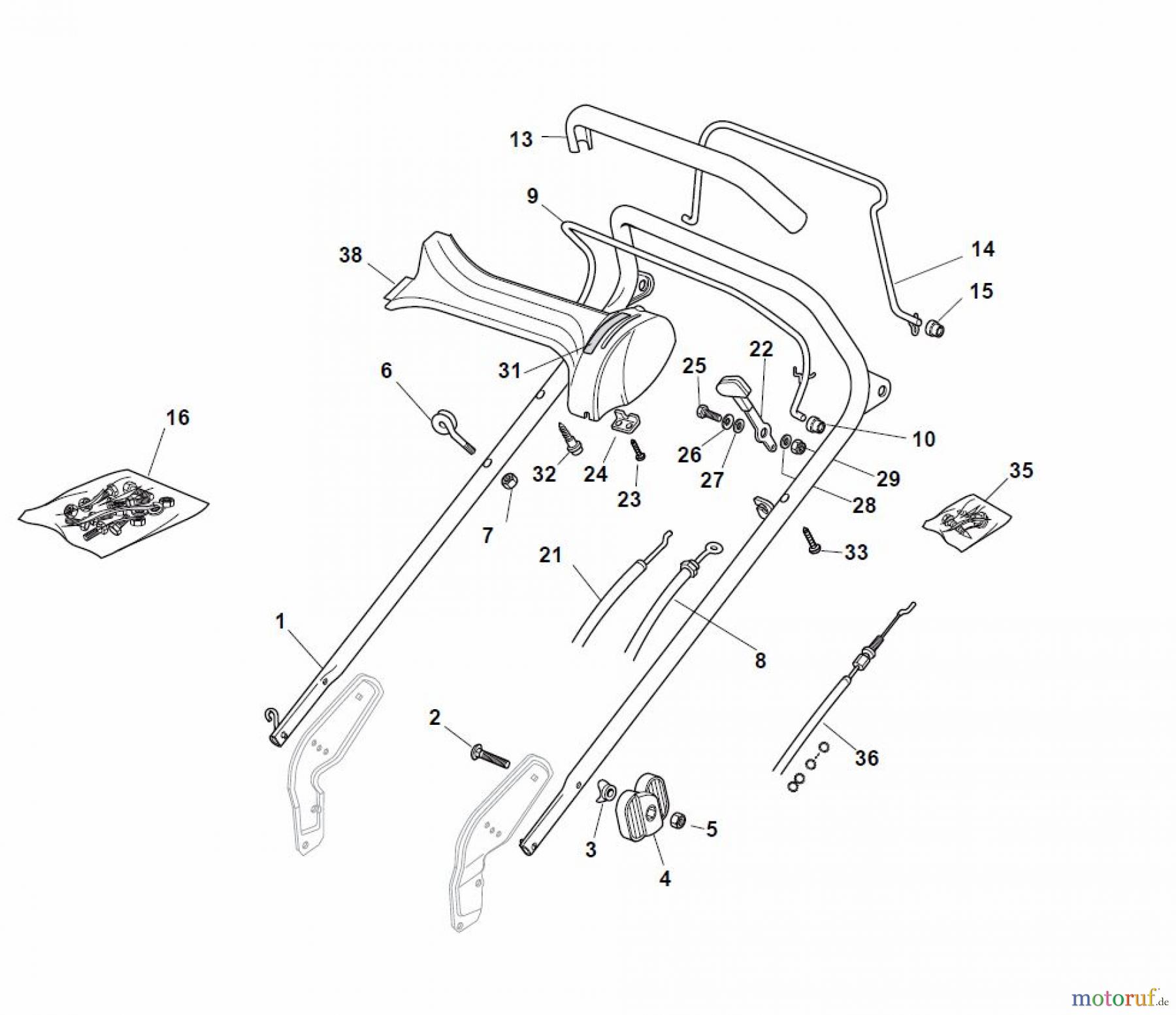 Global Garden Products GGP Rasenmäher Baujahr 2017 Benzin Mit Antrieb 2017 NP 534 TR Handle, Upper Part