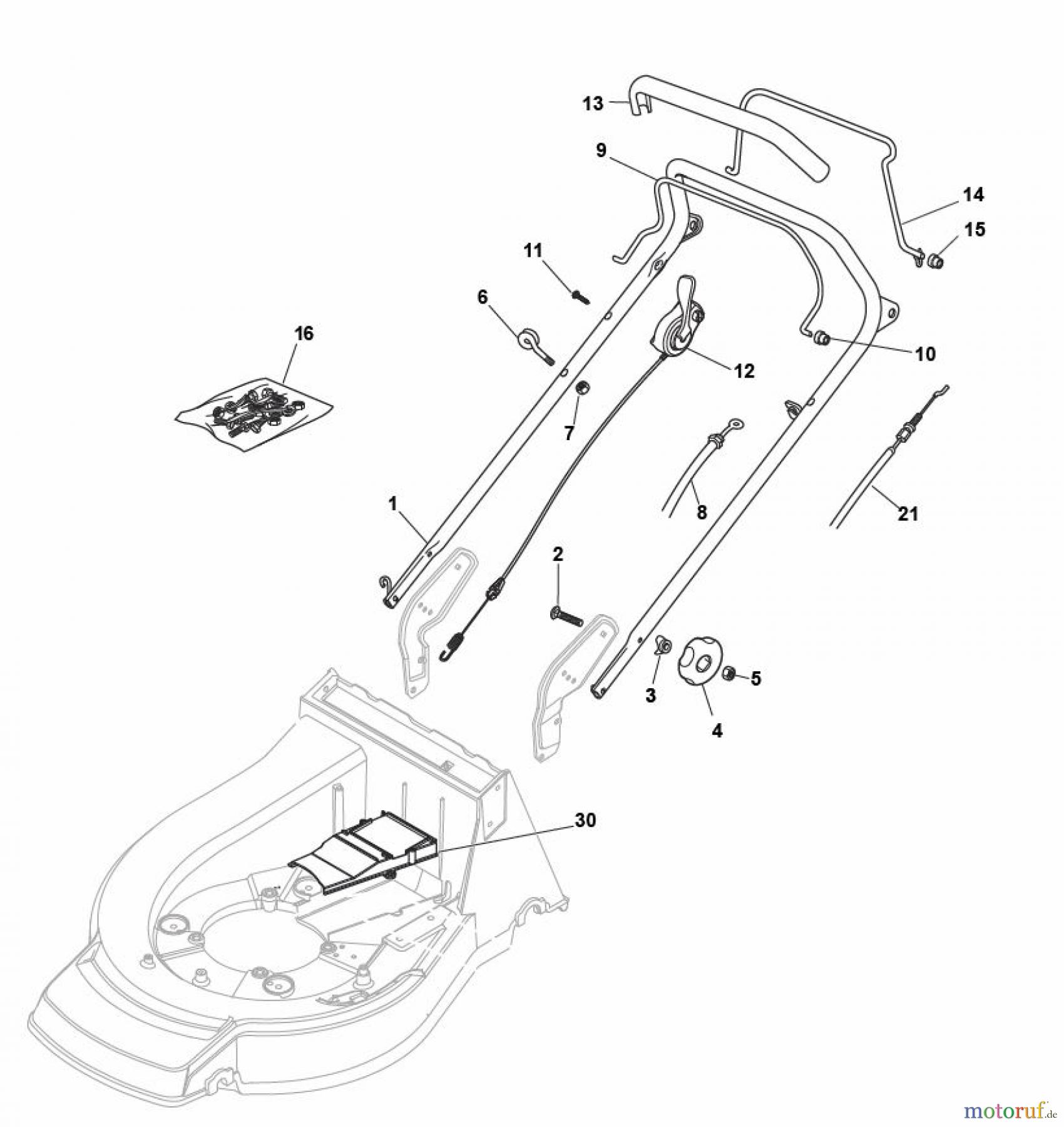 Global Garden Products GGP Rasenmäher Baujahr 2017 Benzin Mit Antrieb 2017 NP 534 TR Handle, Upper Part BBC