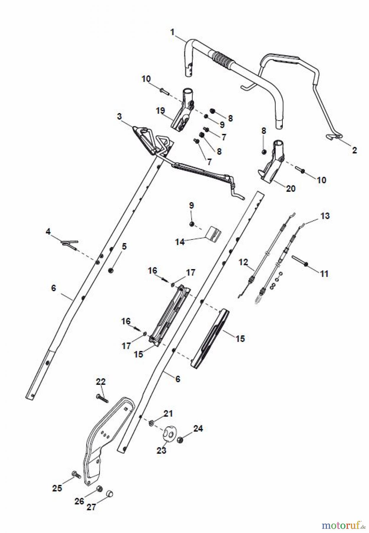 Global Garden Products GGP Rasenmäher Baujahr 2017 Benzin Mit Antrieb 2017 NP 534 TR Handle, Upper Part