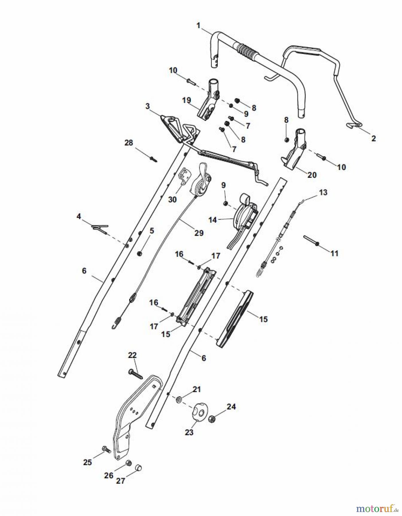Global Garden Products GGP Rasenmäher Baujahr 2017 Benzin Mit Antrieb 2017 NP 534 TR Handle, Upper Part BBC