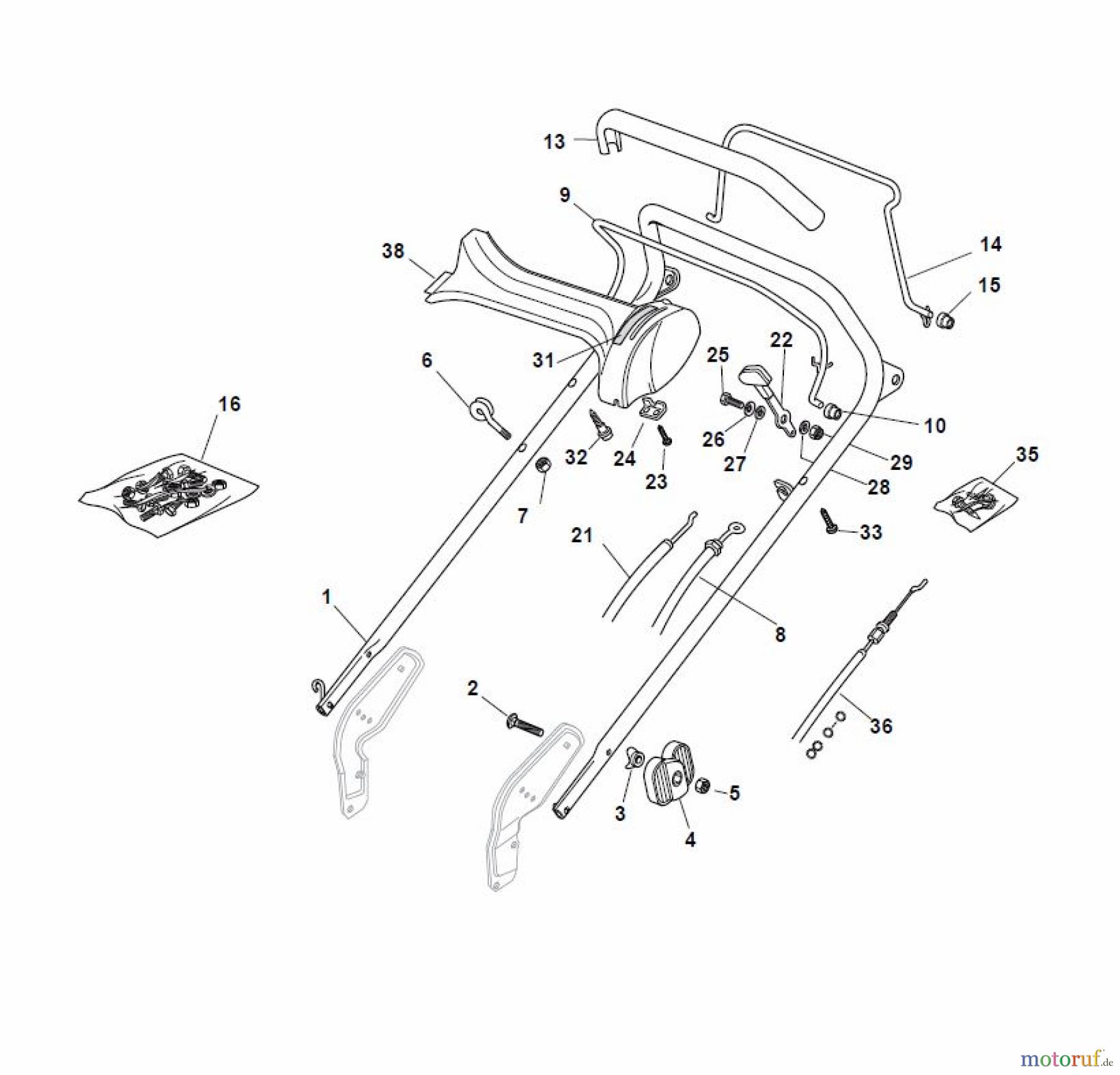  Global Garden Products GGP Rasenmäher Baujahr 2017 Benzin Mit Antrieb 2017 NP 534 TR/E Handle, Upper Part