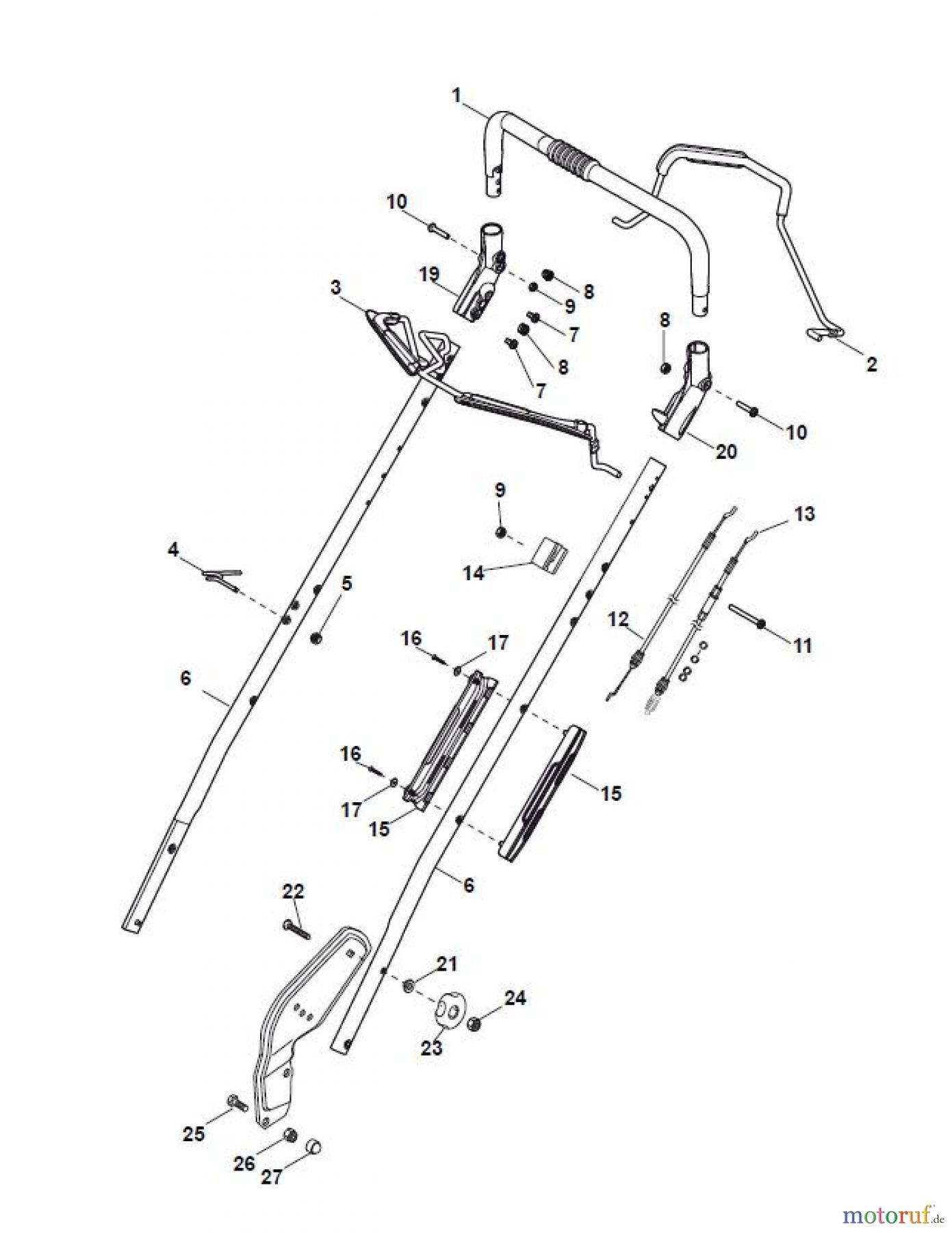  Global Garden Products GGP Rasenmäher Baujahr 2017 Benzin Mit Antrieb 2017 NP 534 TR/E Handle, Upper Part