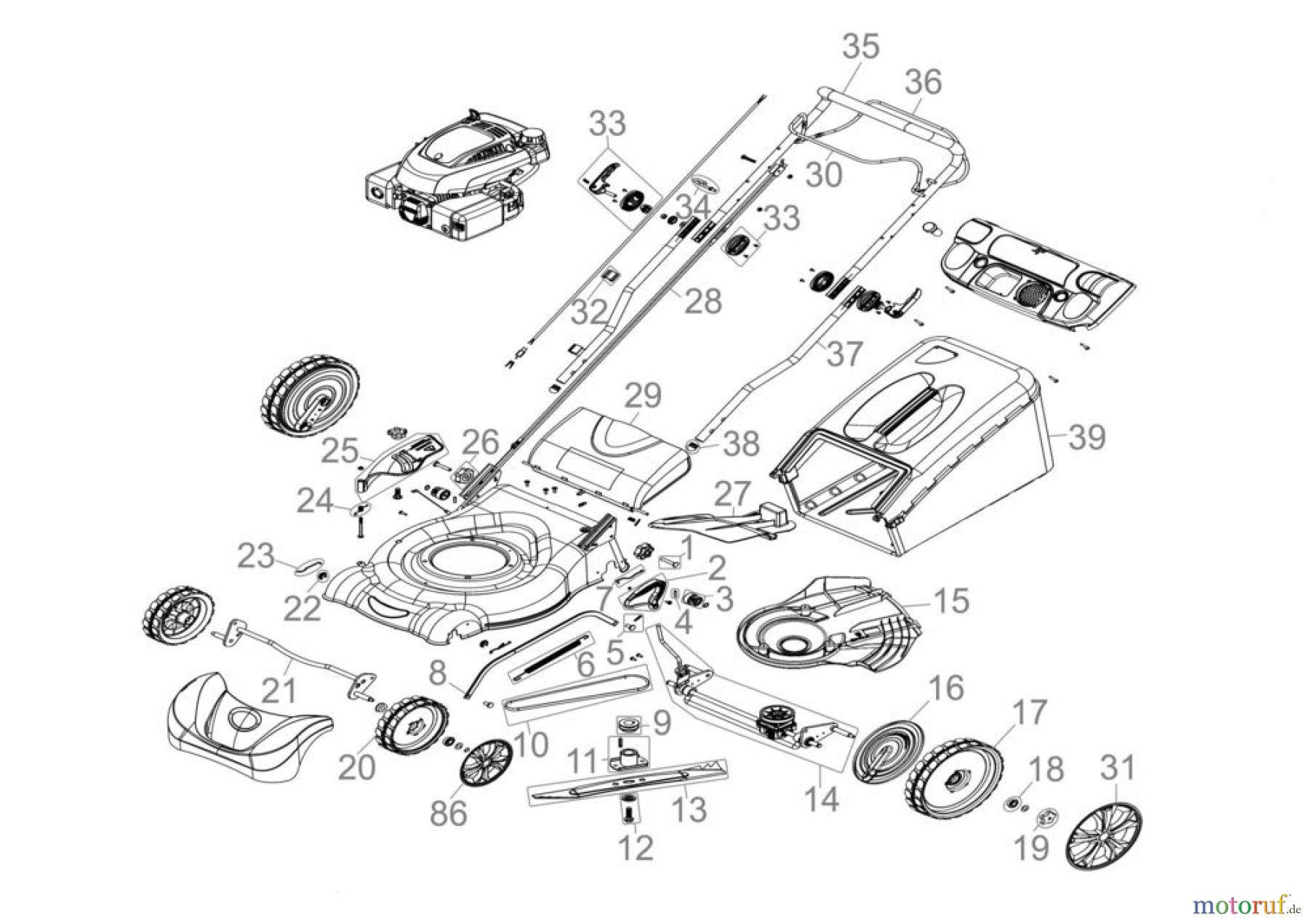  Plus Rasenmäher RASENMÄHER BIG WHEELER 510 A 4IN1 - 05316 FSL05316-01 Seite 1