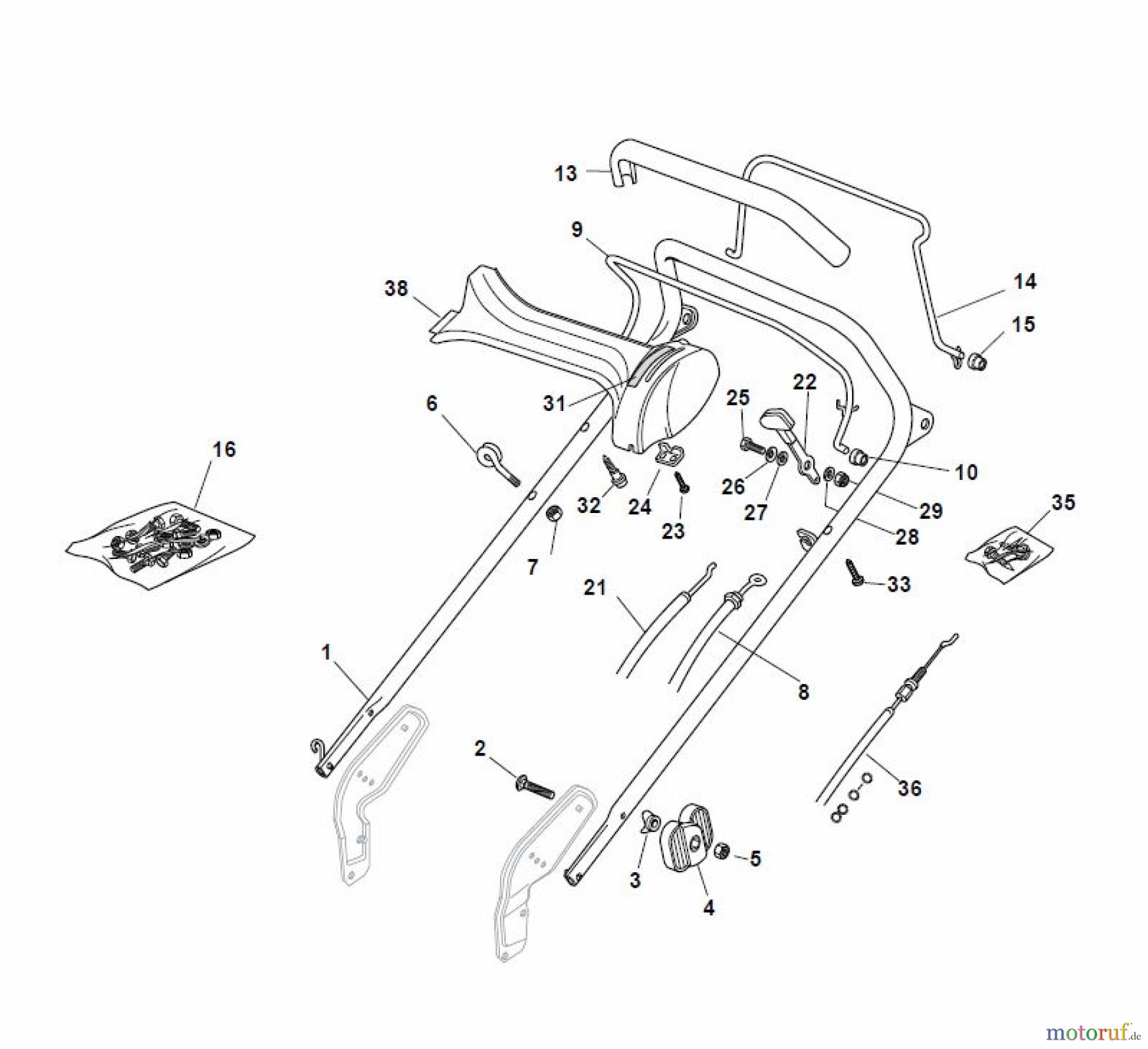  Global Garden Products GGP Rasenmäher Baujahr 2017 Benzin Mit Antrieb 2017 NP 534 W TR Handle, Upper Part