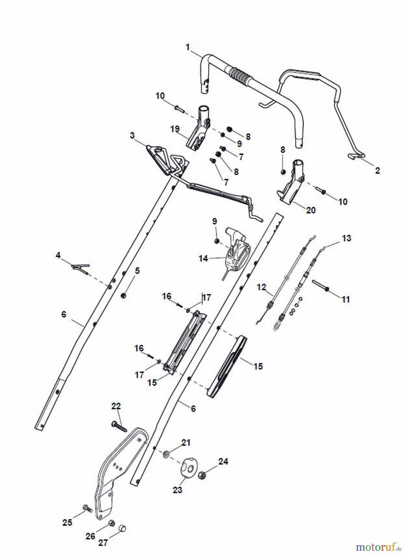  Global Garden Products GGP Rasenmäher Baujahr 2017 Benzin Mit Antrieb 2017 NP 534 W TR Handle, Upper Part