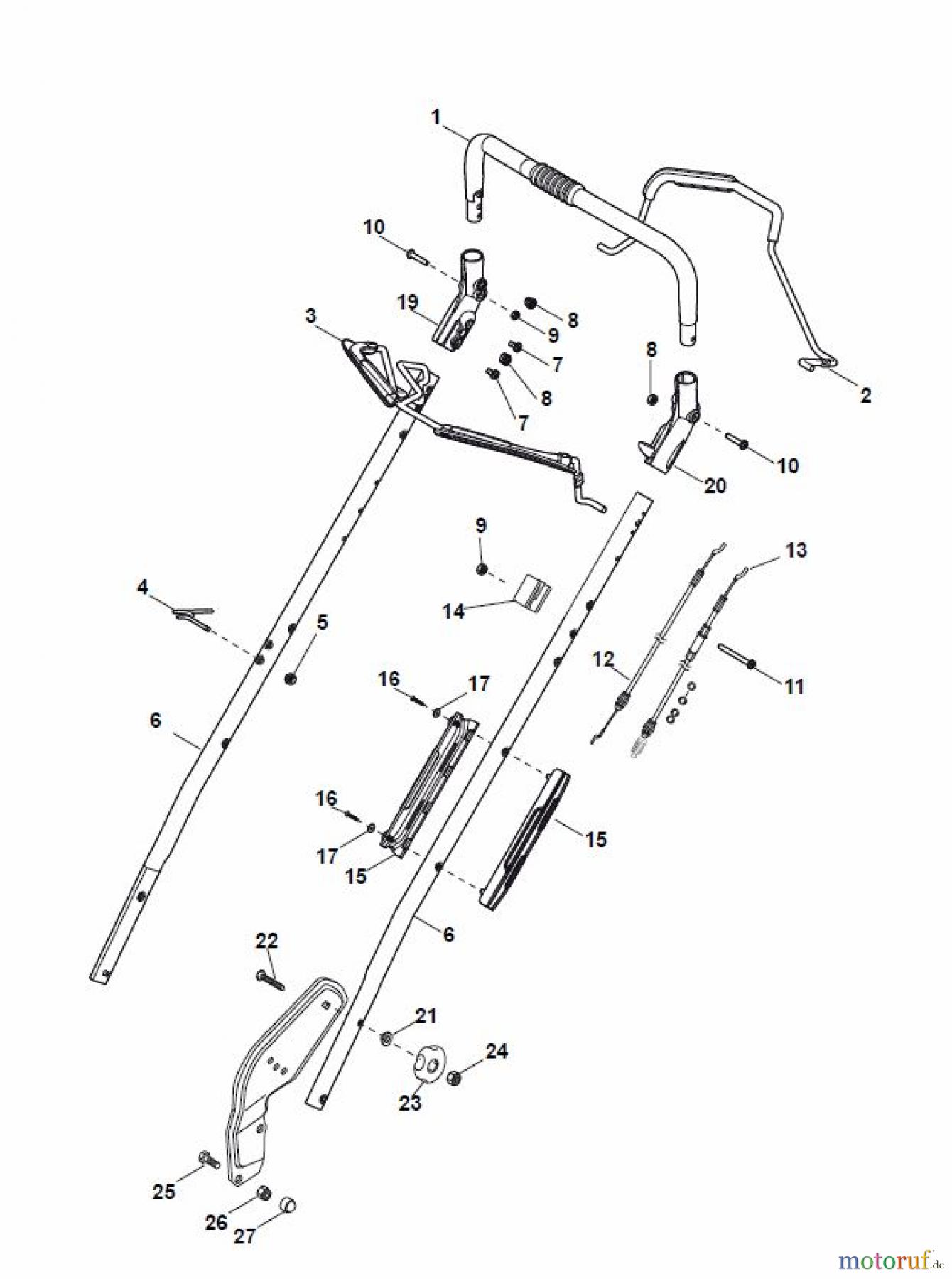  Global Garden Products GGP Rasenmäher Baujahr 2017 Benzin Mit Antrieb 2017 NP 534 W TR Handle, Upper Part