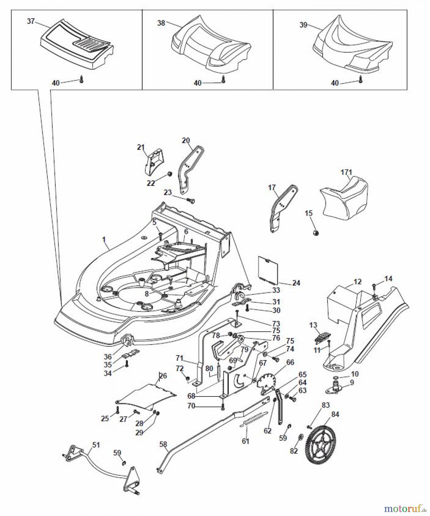 Global Garden Products GGP Rasenmäher Baujahr 2017 Benzin Mit Antrieb 2017 NP 534 W TR/E 3S Wheels And Height Adjusting