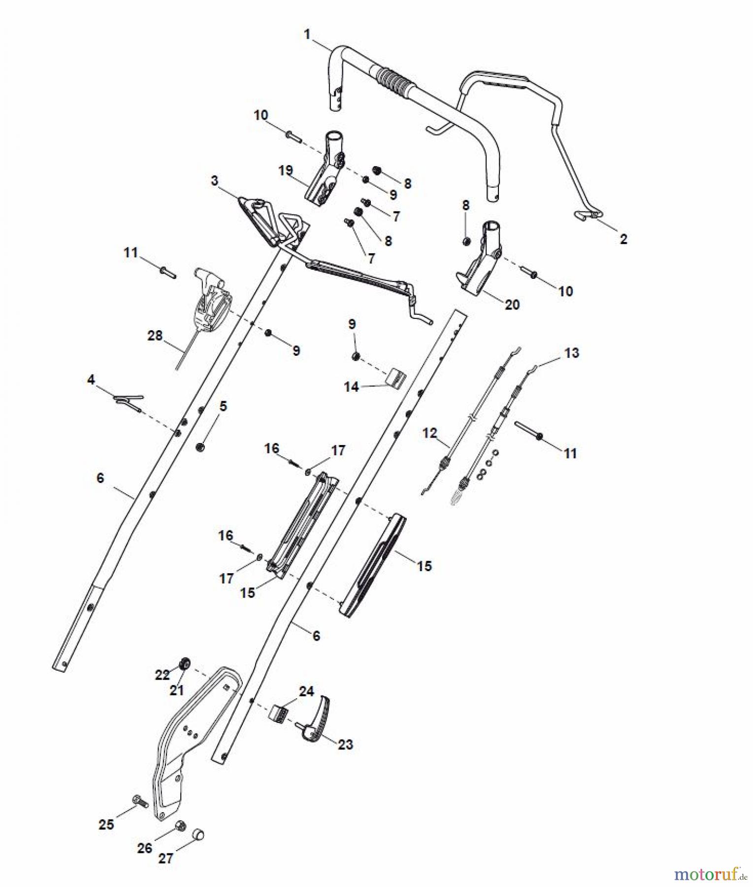  Global Garden Products GGP Rasenmäher Baujahr 2017 Benzin Mit Antrieb 2017 NP 534 W TR/E 3S Handle, Upper Part