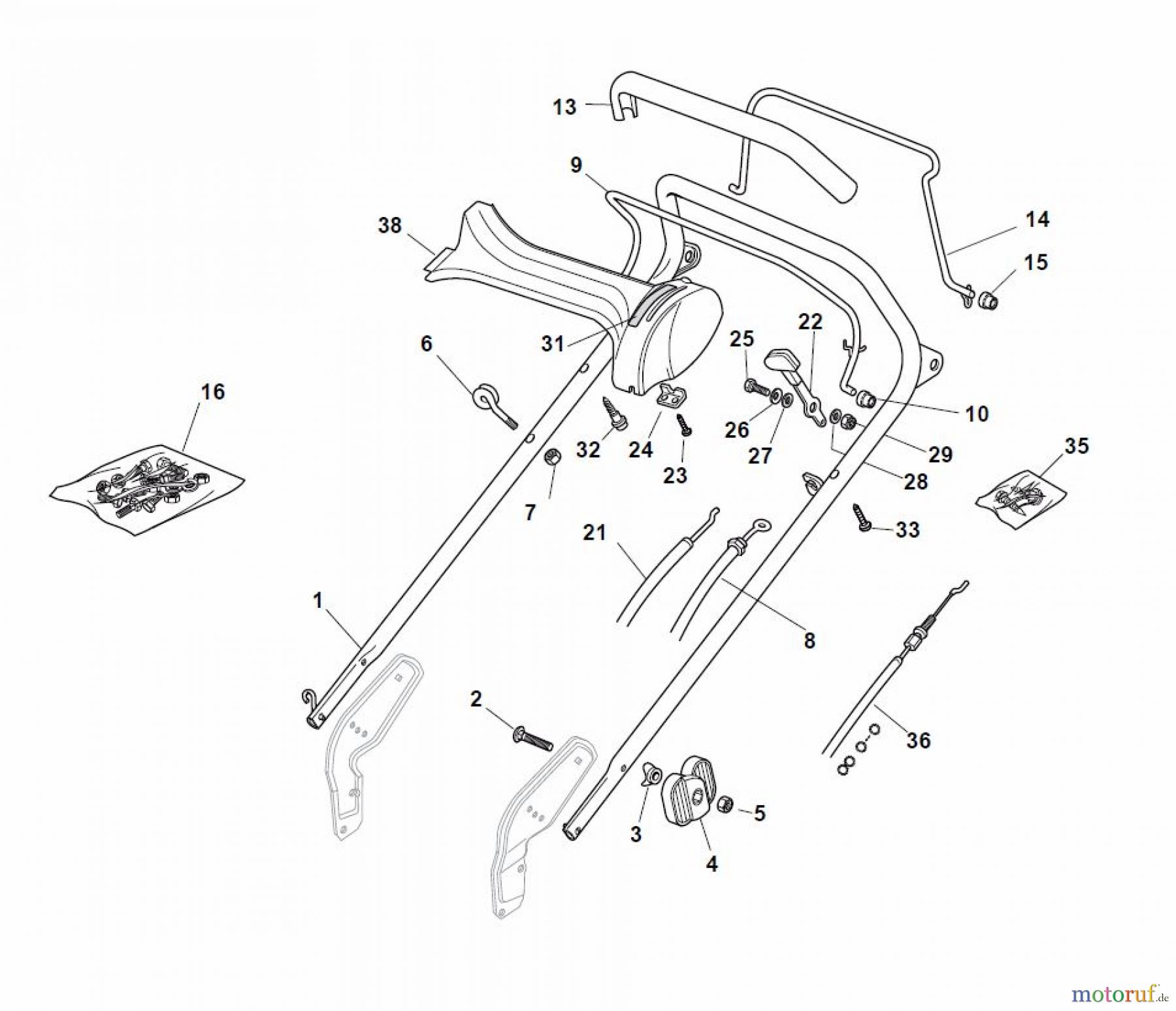  Global Garden Products GGP Rasenmäher Baujahr 2017 Benzin Mit Antrieb 2017 NP 534 W TR/E Handle, Upper Part