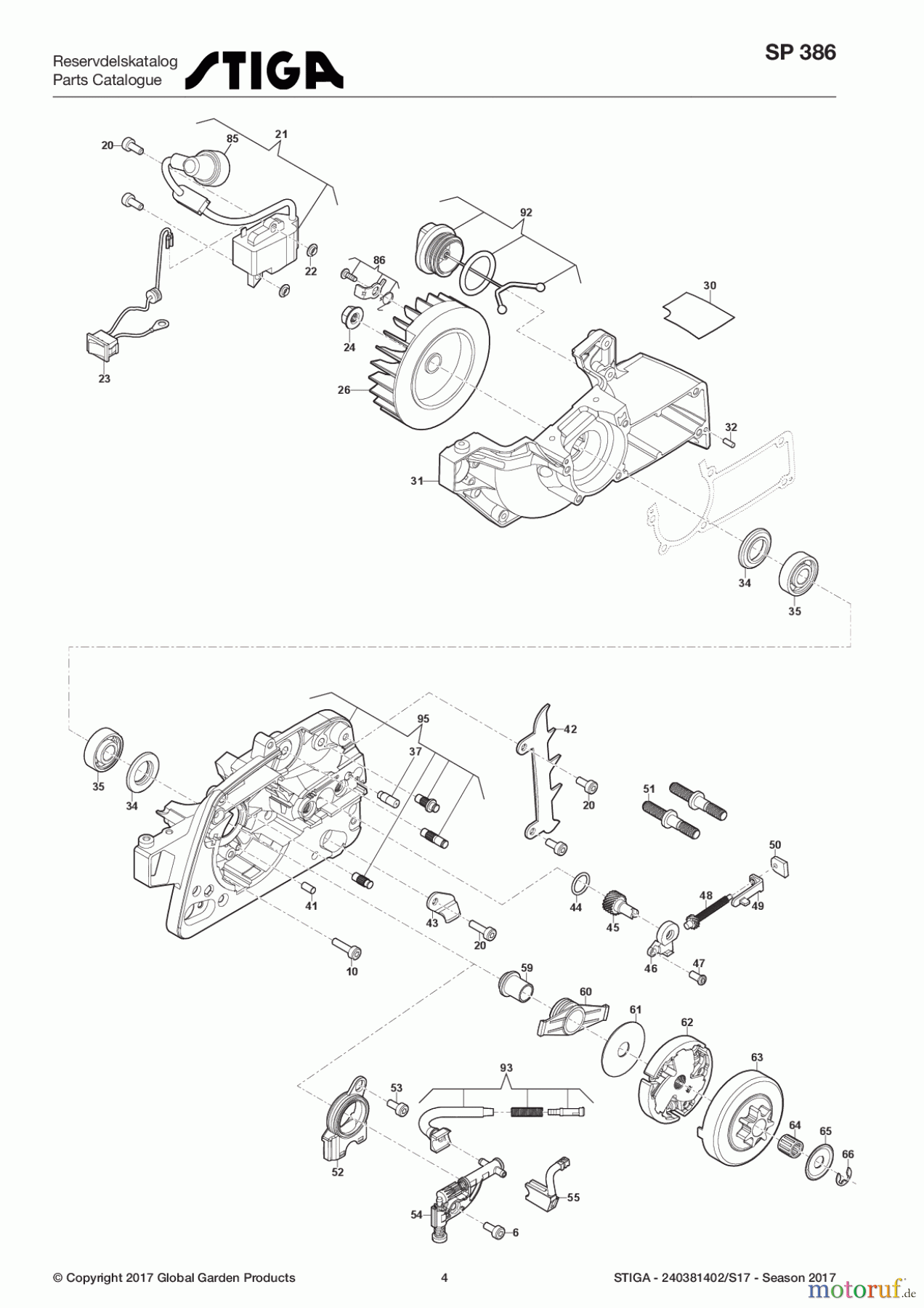  Stiga Kettensägen Baujahr 2017 Benzin 2017 SP 386 240381402/S17 - Season 2017 Engine