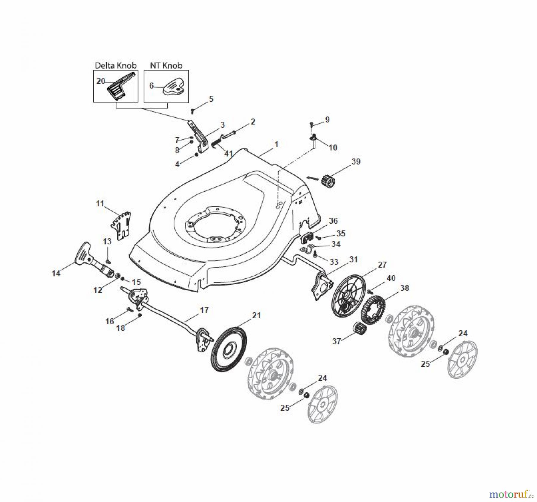Global Garden Products GGP Rasenmäher Baujahr 2017 Benzin Mit Antrieb 2017 NT 484 TR/E - 484 TRQ/E Deck And Height Adjusting
