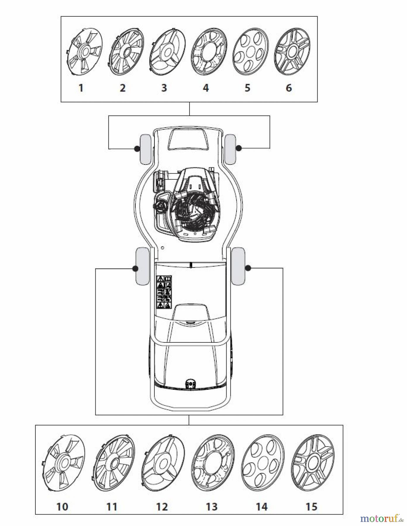  Global Garden Products GGP Rasenmäher Baujahr 2017 Benzin Mit Antrieb 2017 NT 484 W TR - 484 W TRQ Hub Caps