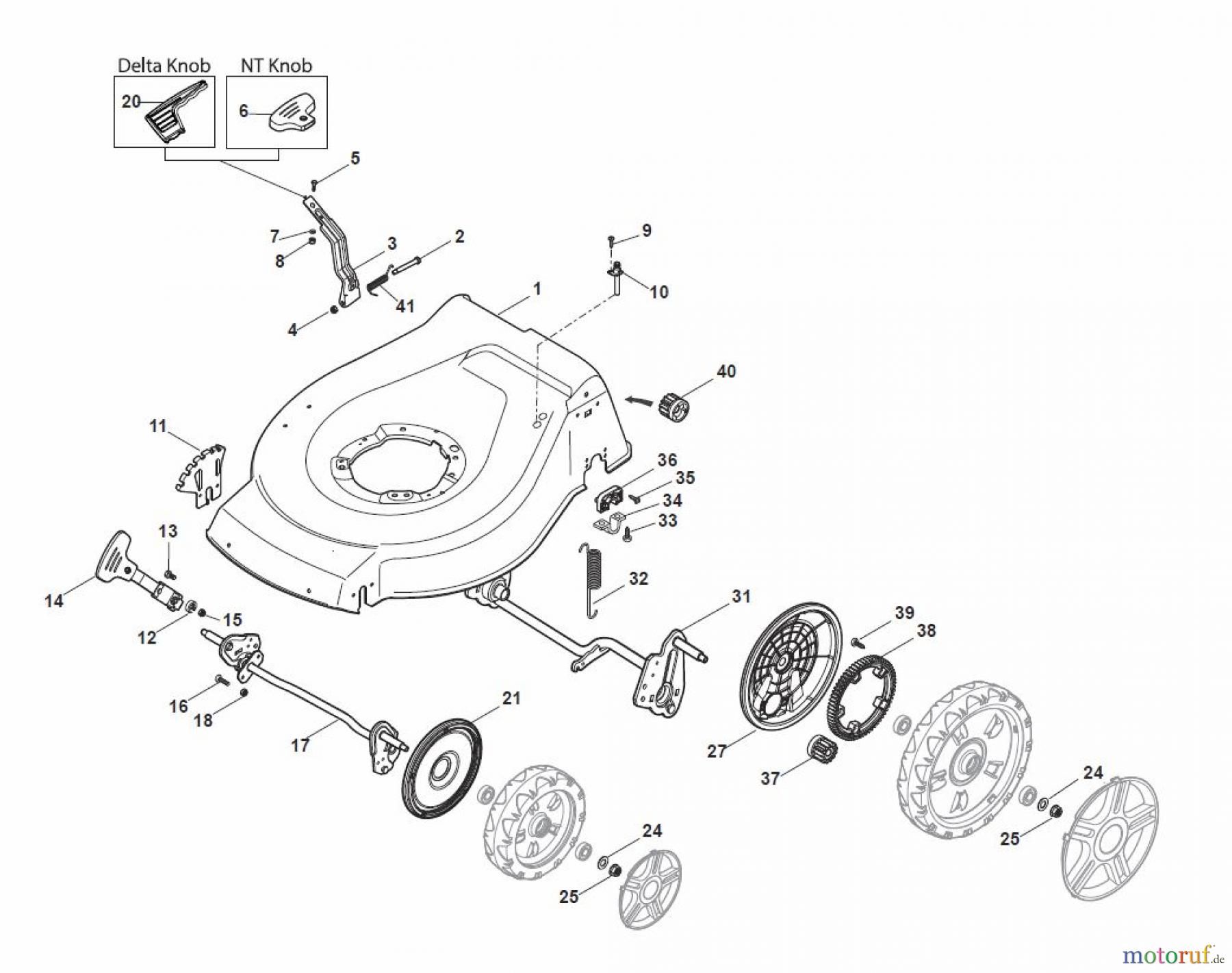 Global Garden Products GGP Rasenmäher Baujahr 2017 Benzin Mit Antrieb 2017 NT 484 W TR/E - W TRQ/E Deck And Height Adjusting