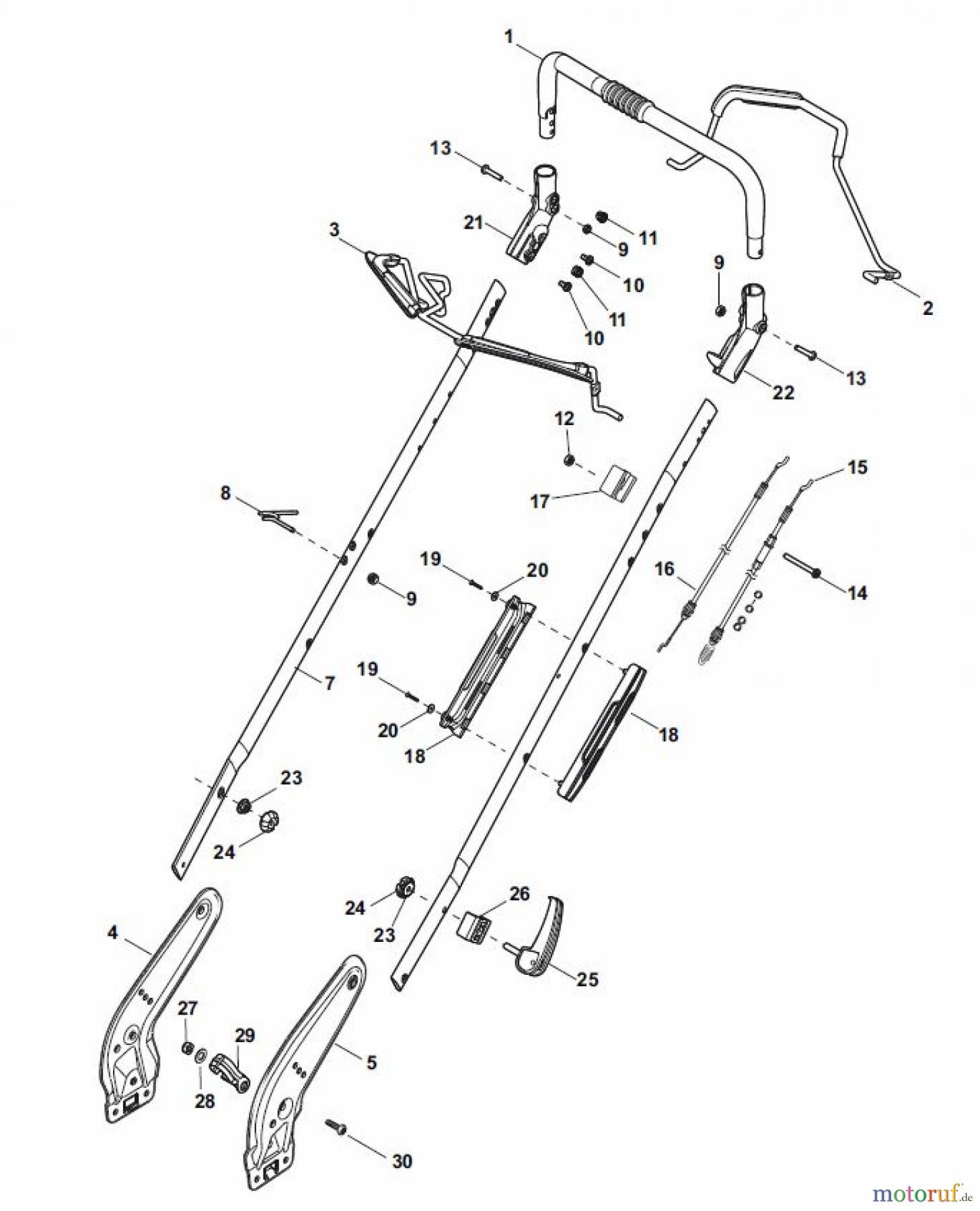  Global Garden Products GGP Rasenmäher Baujahr 2017 Benzin Mit Antrieb 2017 NT 534 TR - 534 TRQ Handle, Upper Part