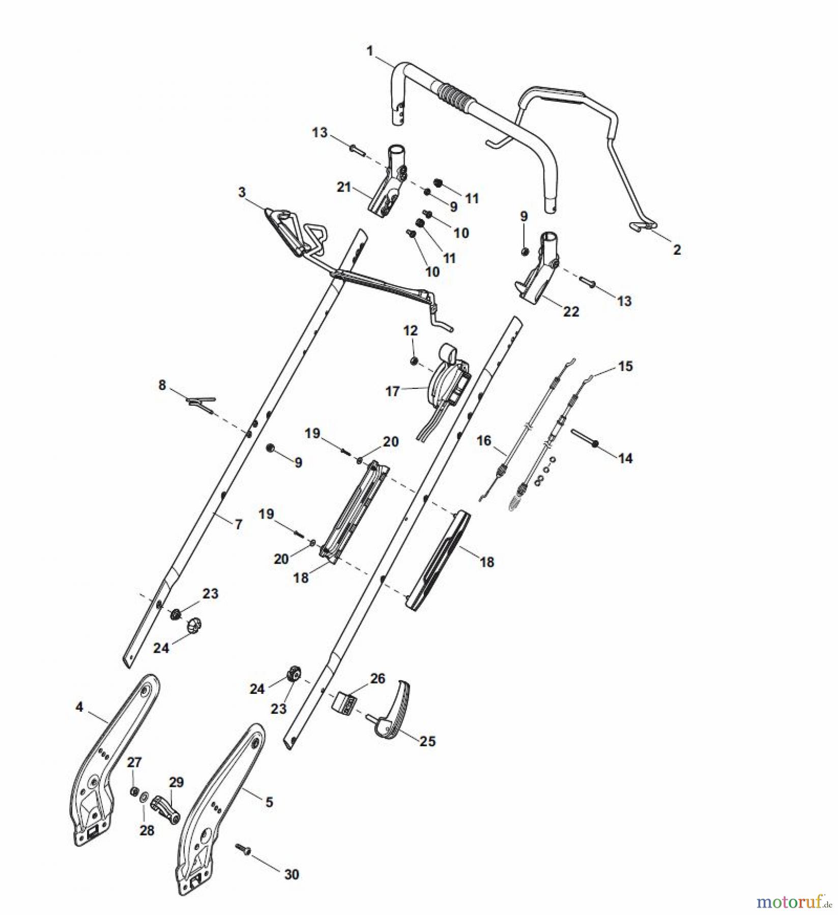  Global Garden Products GGP Rasenmäher Baujahr 2017 Benzin Mit Antrieb 2017 NT 534 W TR - 534 W TRQ Handle, Upper Part