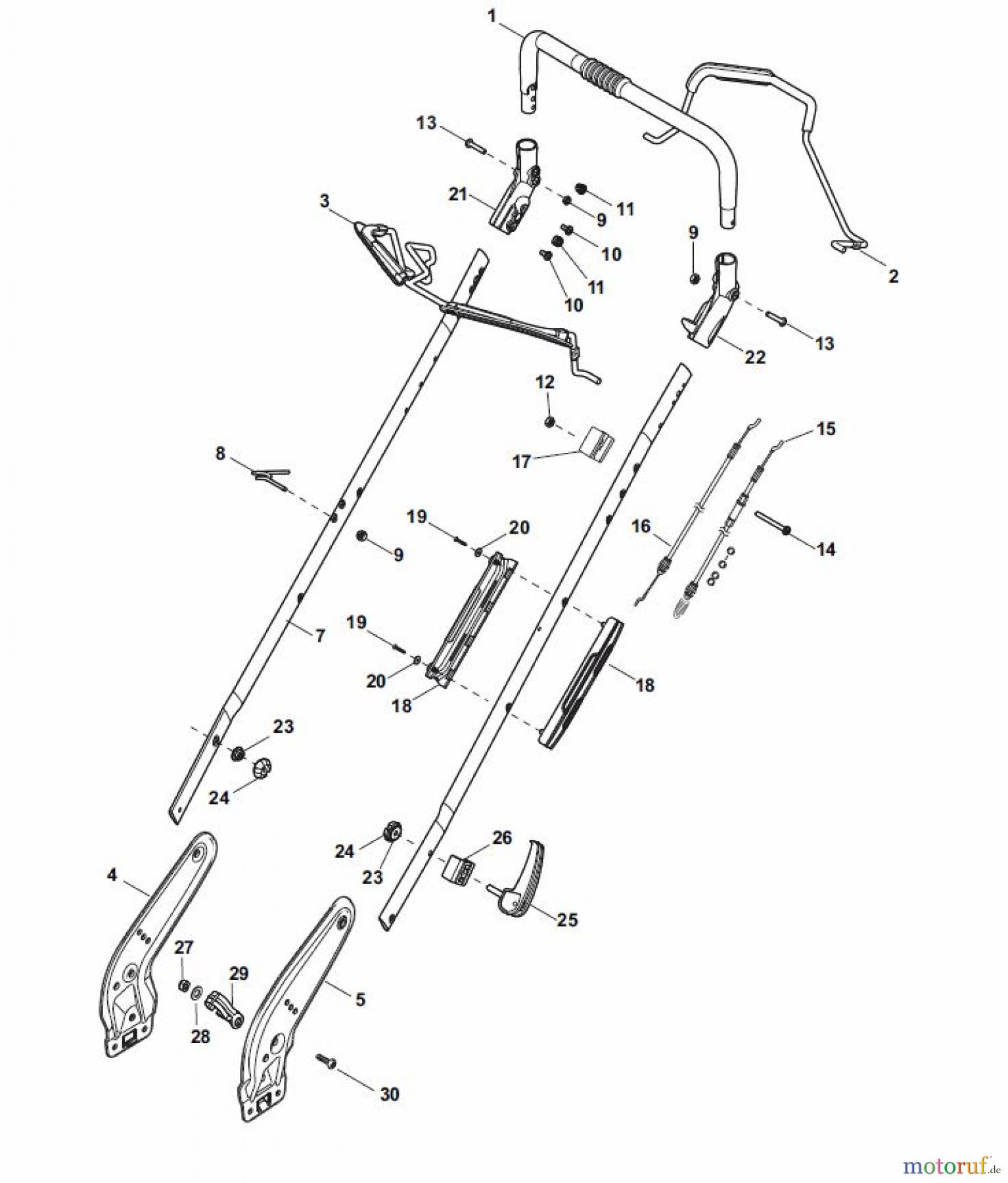  Global Garden Products GGP Rasenmäher Baujahr 2017 Benzin Mit Antrieb 2017 NT 534 W TR - 534 W TRQ Handle, Upper Part