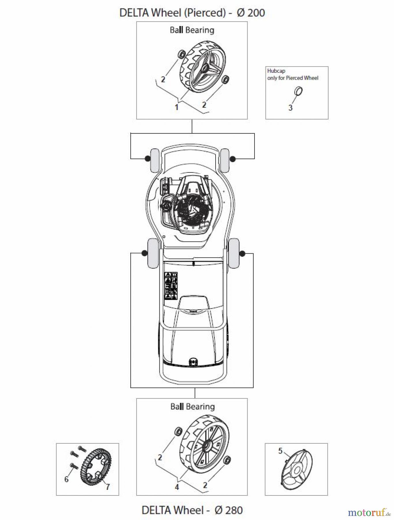 Global Garden Products GGP Rasenmäher Baujahr 2017 Benzin Mit Antrieb 2017 NT 534 W TR/E - W TRQ/E Wheels and Hub Caps
