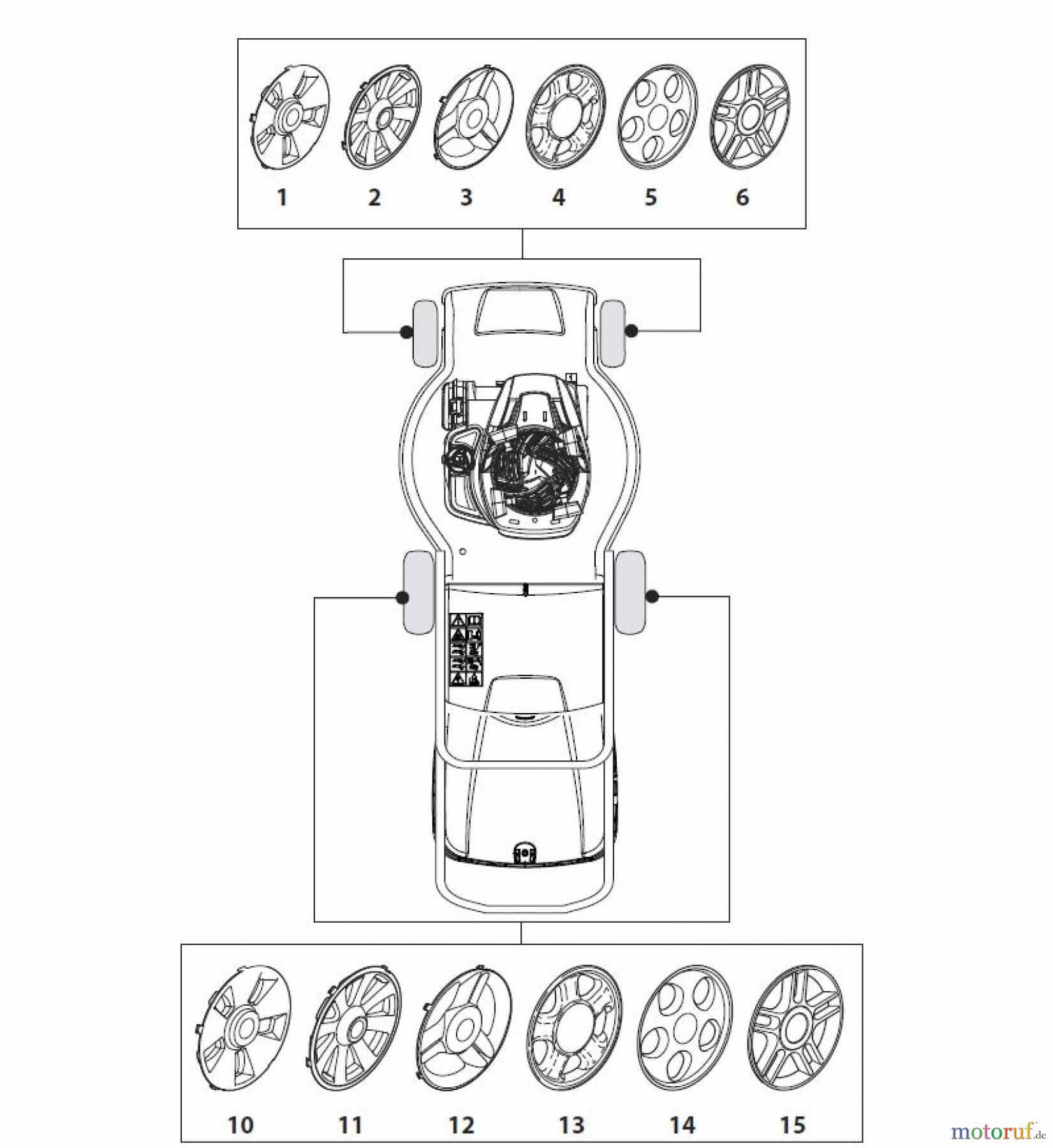Global Garden Products GGP Rasenmäher Baujahr 2017 Benzin Mit Antrieb 2017 NT 534 W TR/E - W TRQ/E Hub Caps