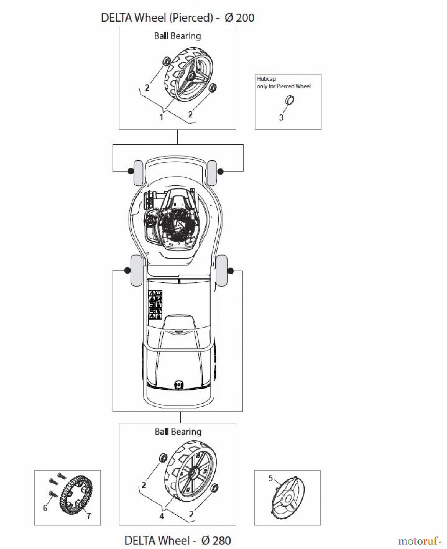  Global Garden Products GGP Rasenmäher Baujahr 2017 Benzin Mit Antrieb 2017 NT 534 W TR/E 4S - W TRQ/E 4S Wheels and Hub Caps