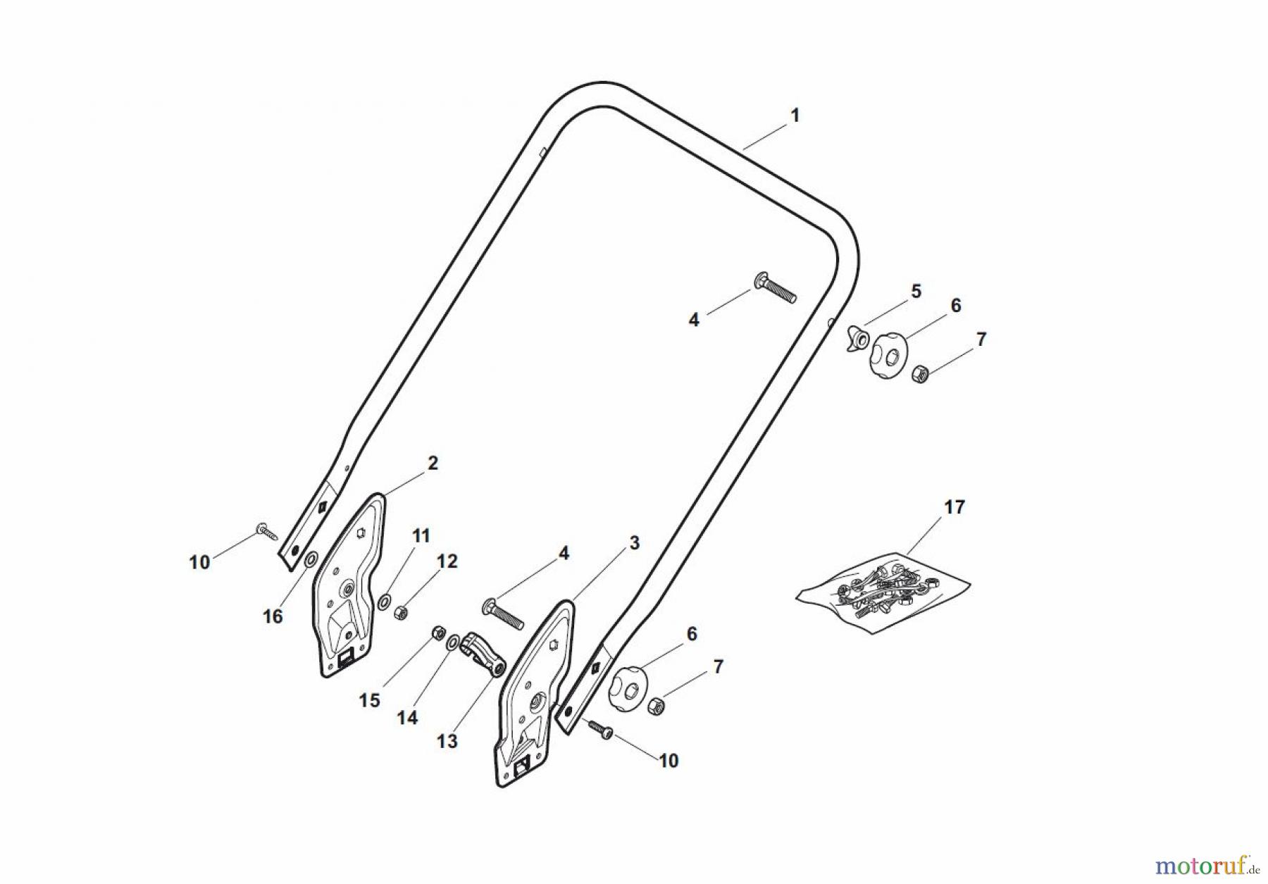 Global Garden Products GGP Rasenmäher Baujahr 2017 Benzin Mit Antrieb 2017 NTL 484 TR - 484 TRQ Handle, Lower Part - ECO