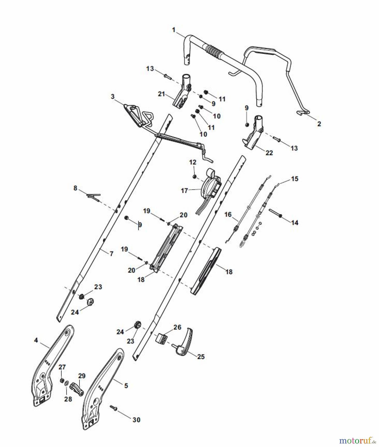  Global Garden Products GGP Rasenmäher Baujahr 2017 Benzin Mit Antrieb 2017 NTL 484 TR - 484 TRQ Handle, Upper Part